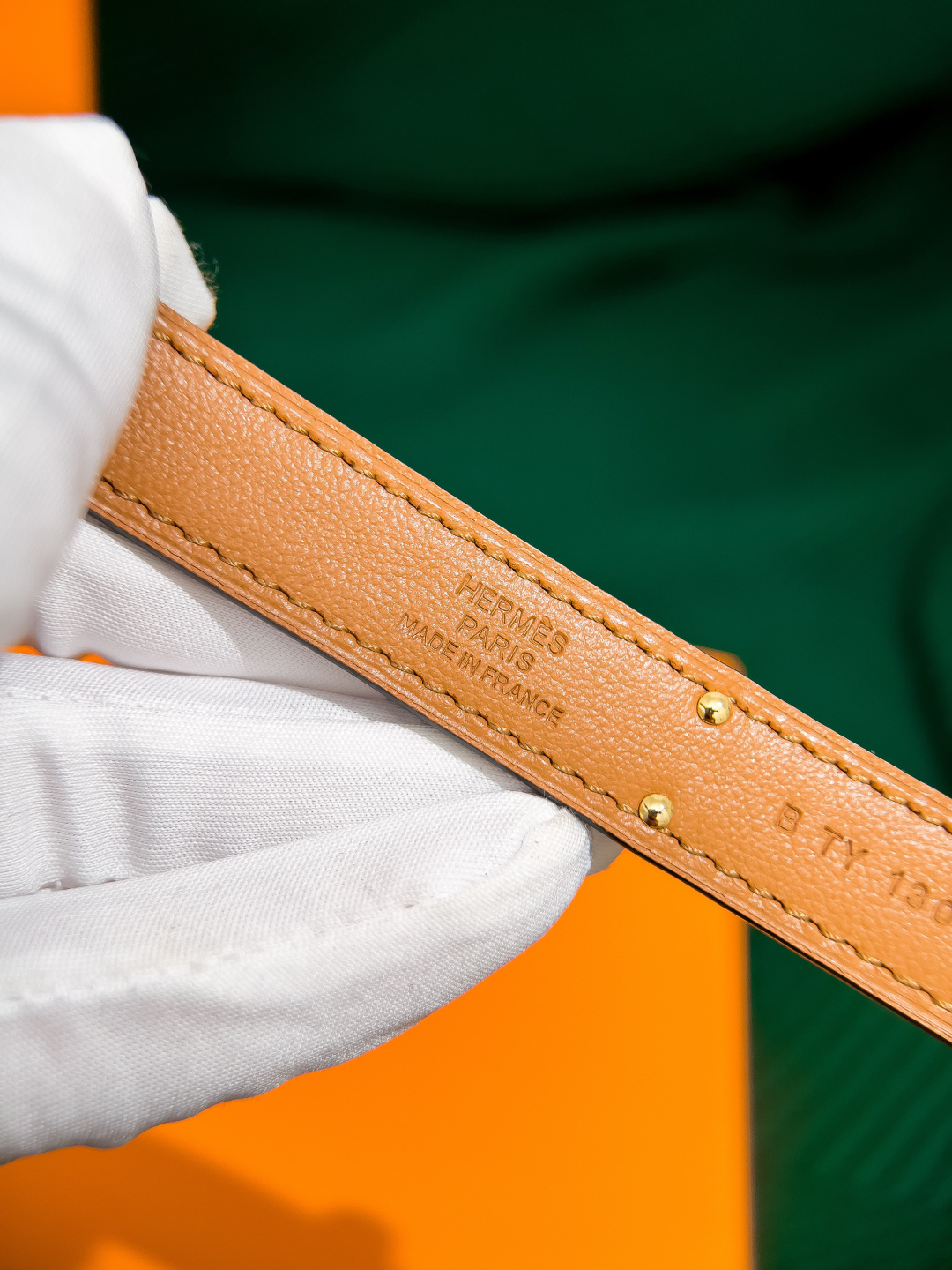 Hermès Kelly Belt Blue Epsom Leather with Gold Hardware