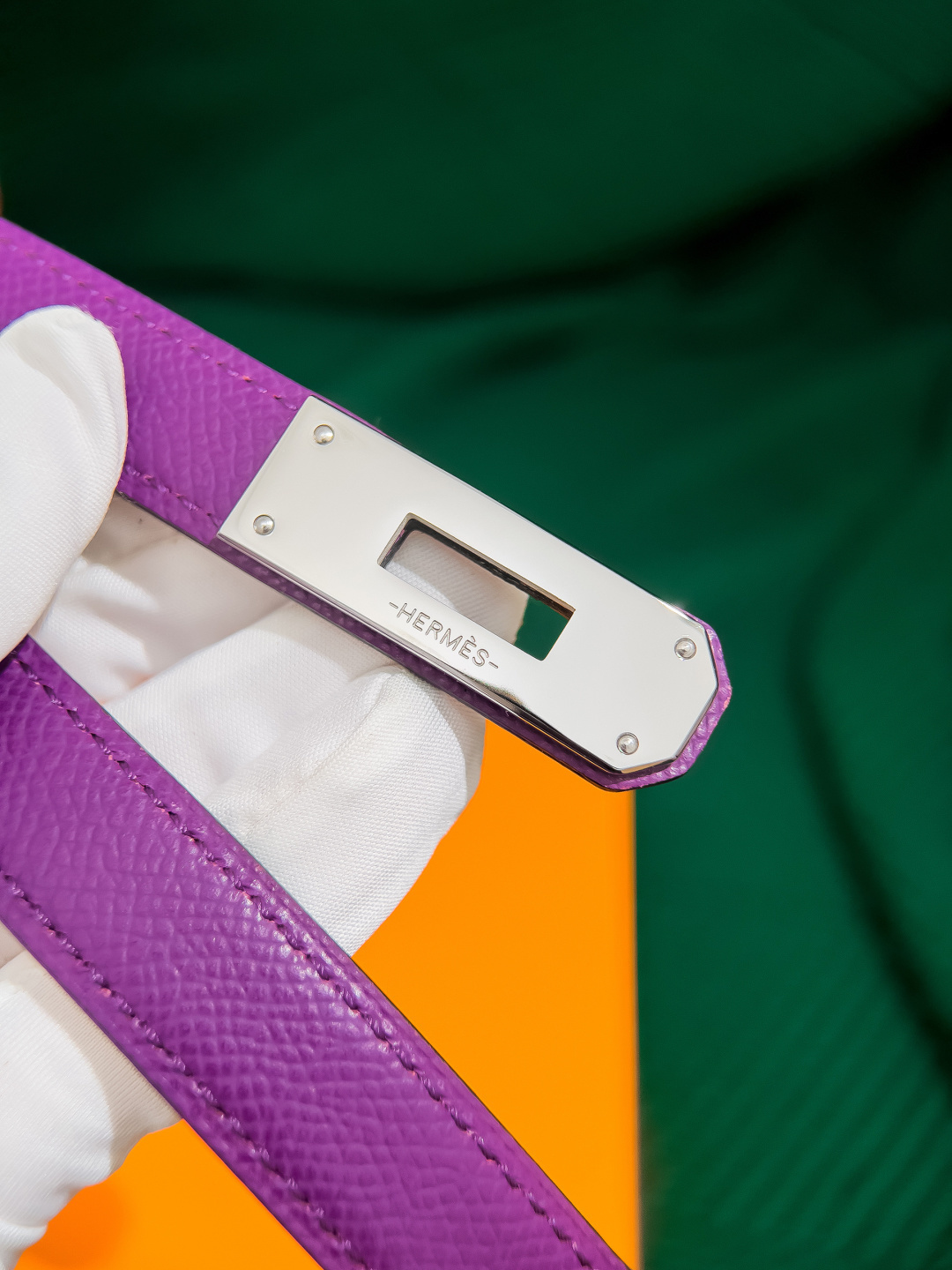 Hermès Kelly 18 Reversible Belt - Epsom Leather, Purple/Orange