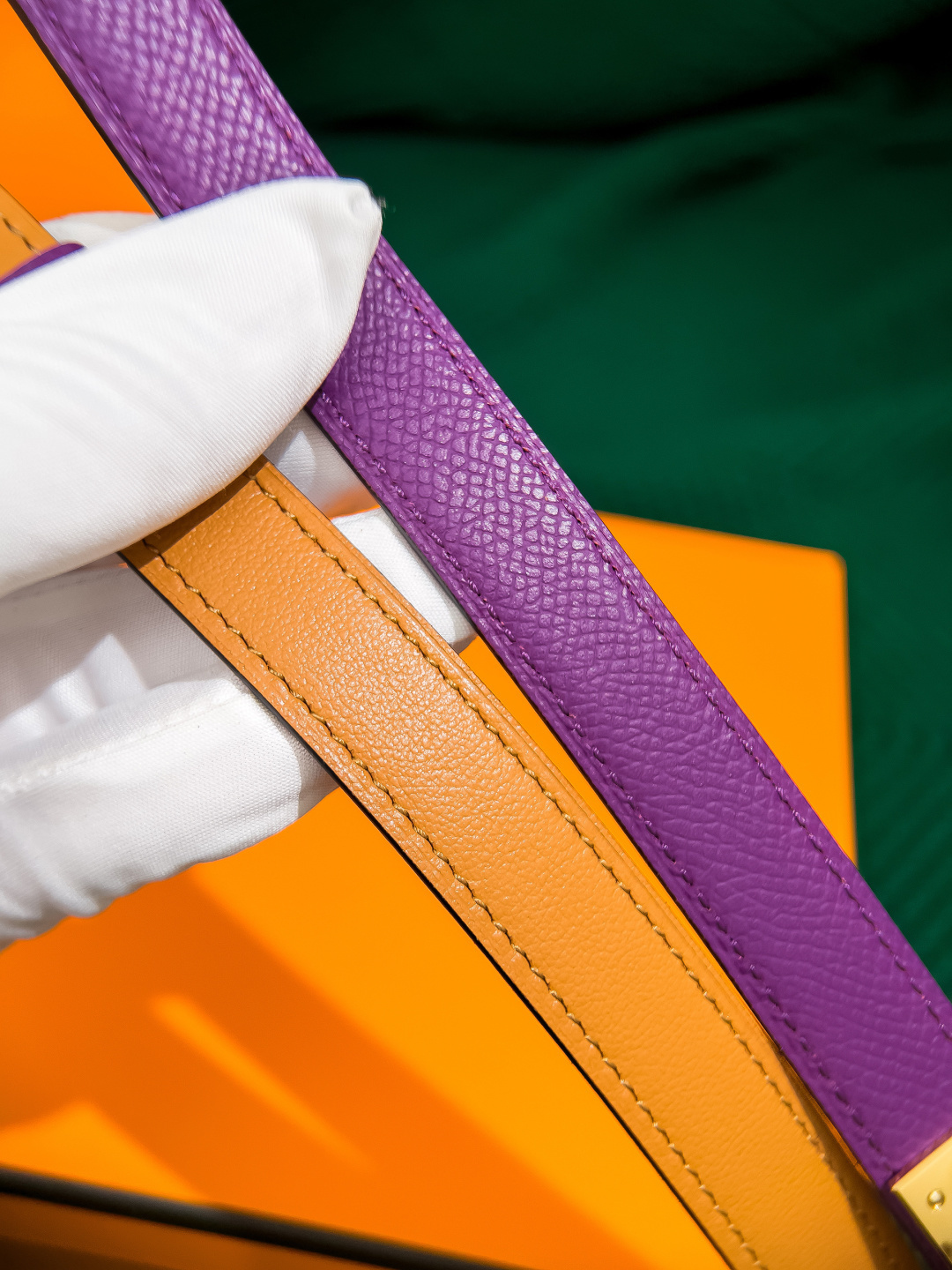 Luxury Hermes Kelly 18 Belt Purple Epsom Leather Gold Hardware