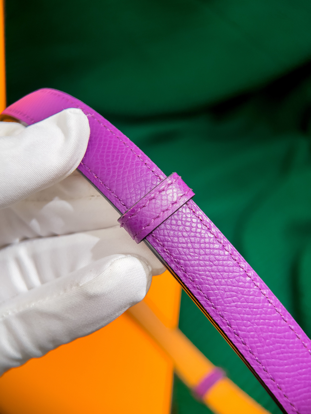 Luxury Hermes Kelly 18 Belt Purple Epsom Leather Gold Hardware