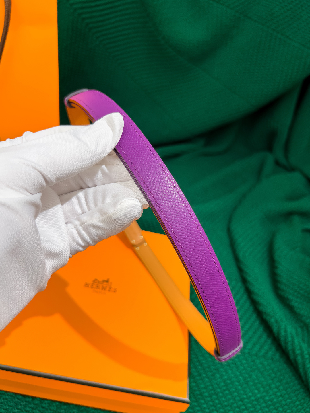 Luxury Hermes Kelly 18 Belt Purple Epsom Leather Gold Hardware