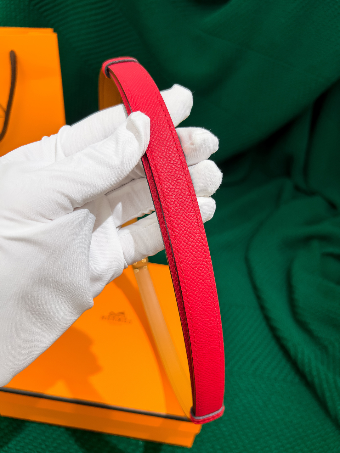 Hermes Kelly 18 Belt Red Epsom Leather with Gold Hardware