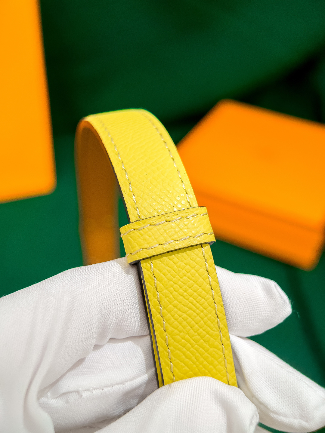 Hermes Kelly 18 Belt in Yellow Epsom Leather with Gold Hardware