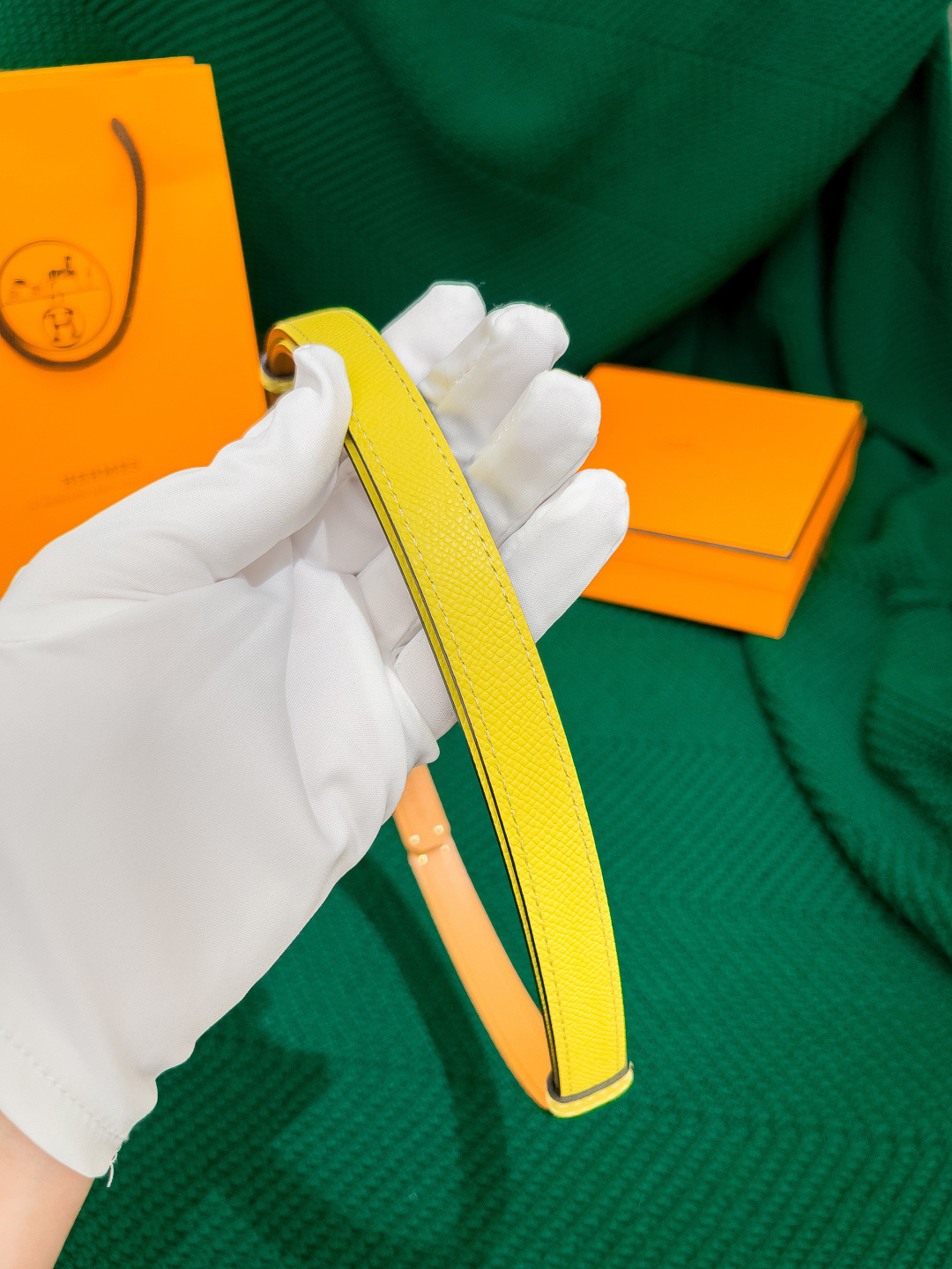 Hermes Kelly 18 Belt in Yellow Epsom Leather with Gold Hardware