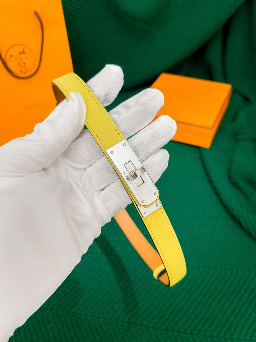 Hermès Kelly 18 Adjustable Belt - Lime Epsom Leather