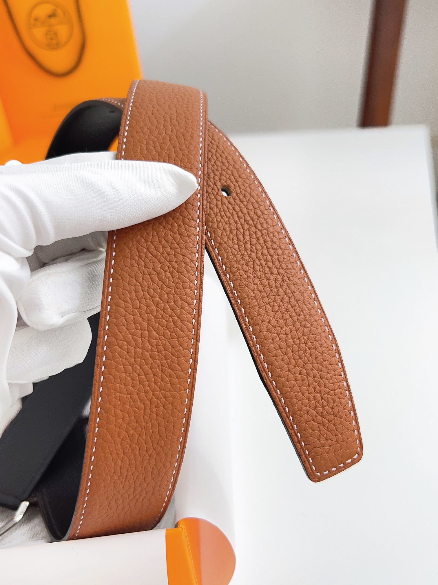 Luxury Designer Tan Leather Belt with Elegant Silver Buckle