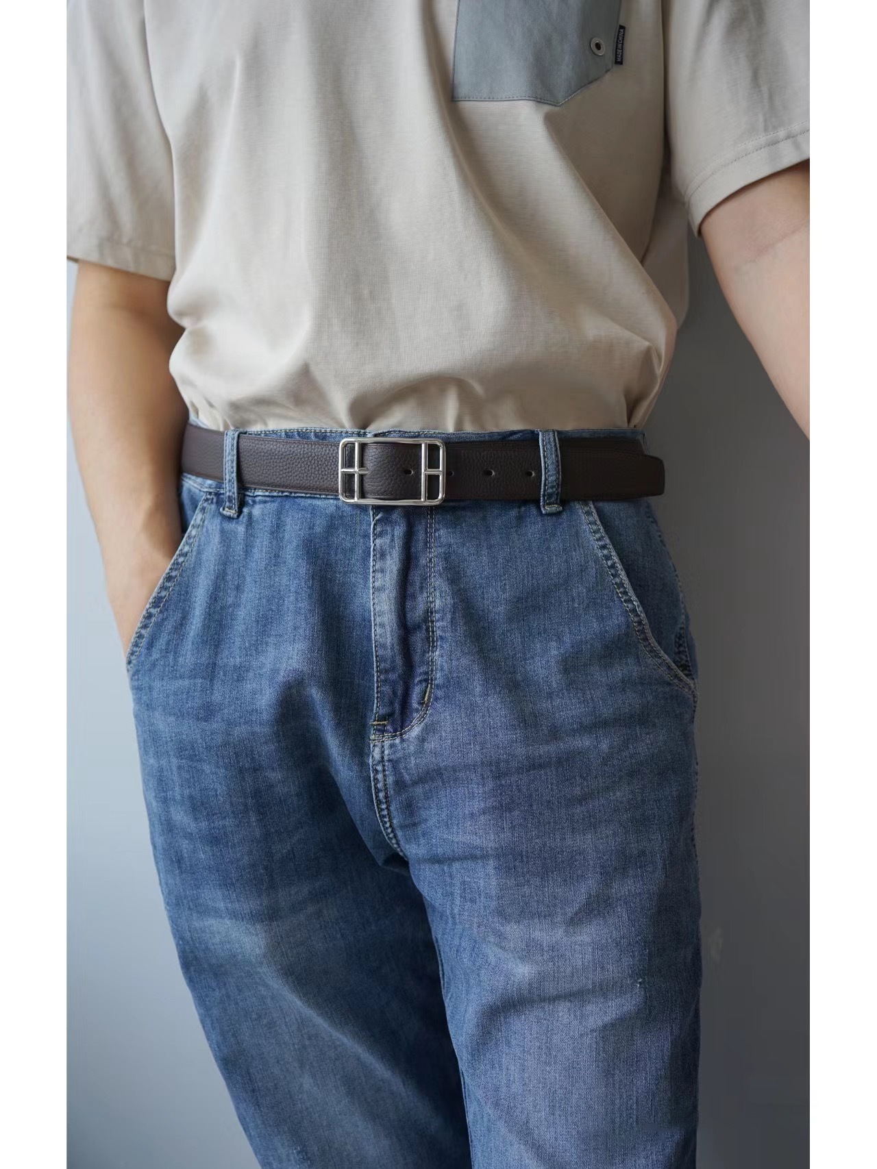 Hermès Cape Cod 32 Reversible Leather Belt in Black & Gold