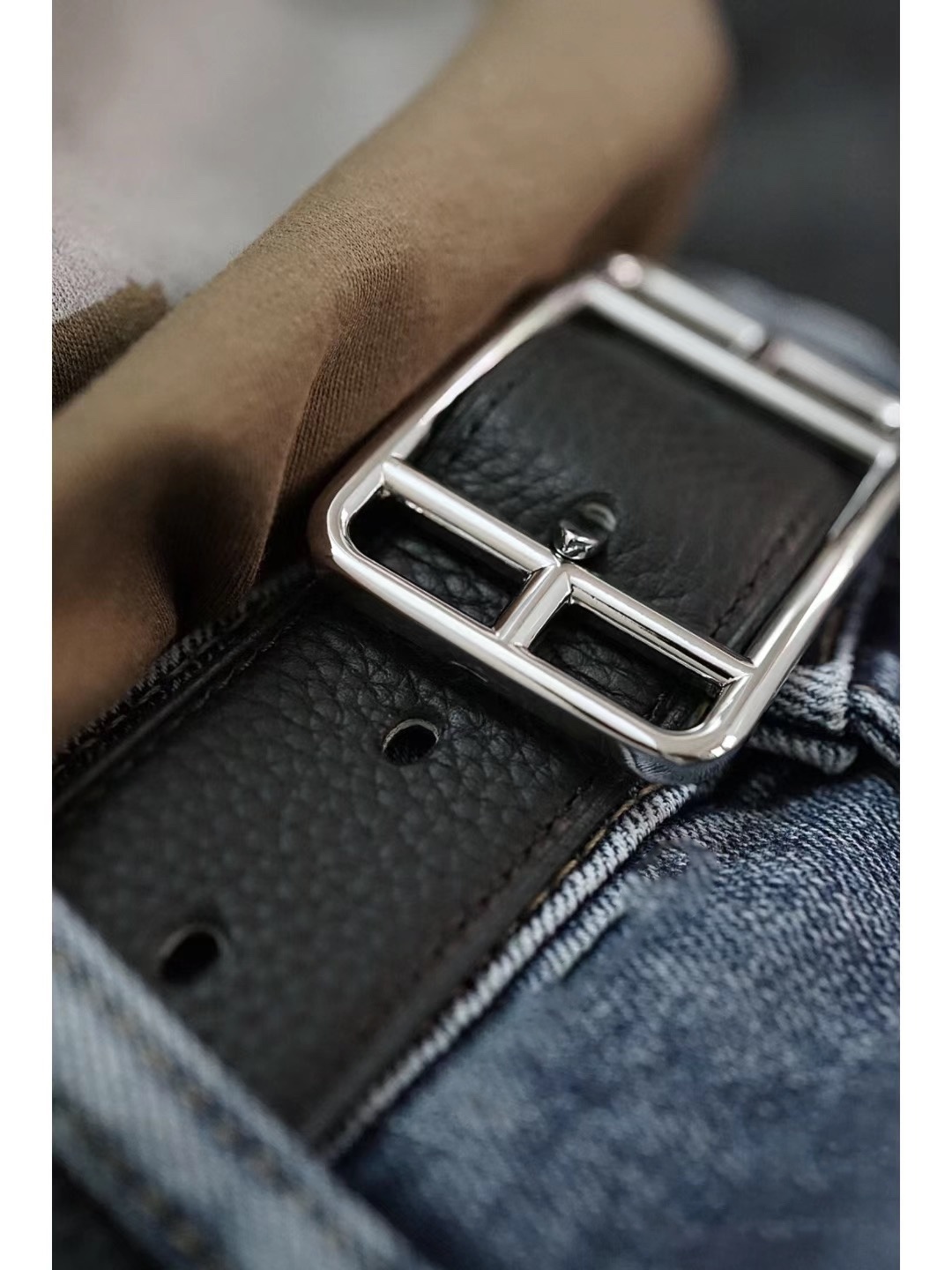 Hermès Cape Cod 32 Reversible Leather Belt in Black & Gold