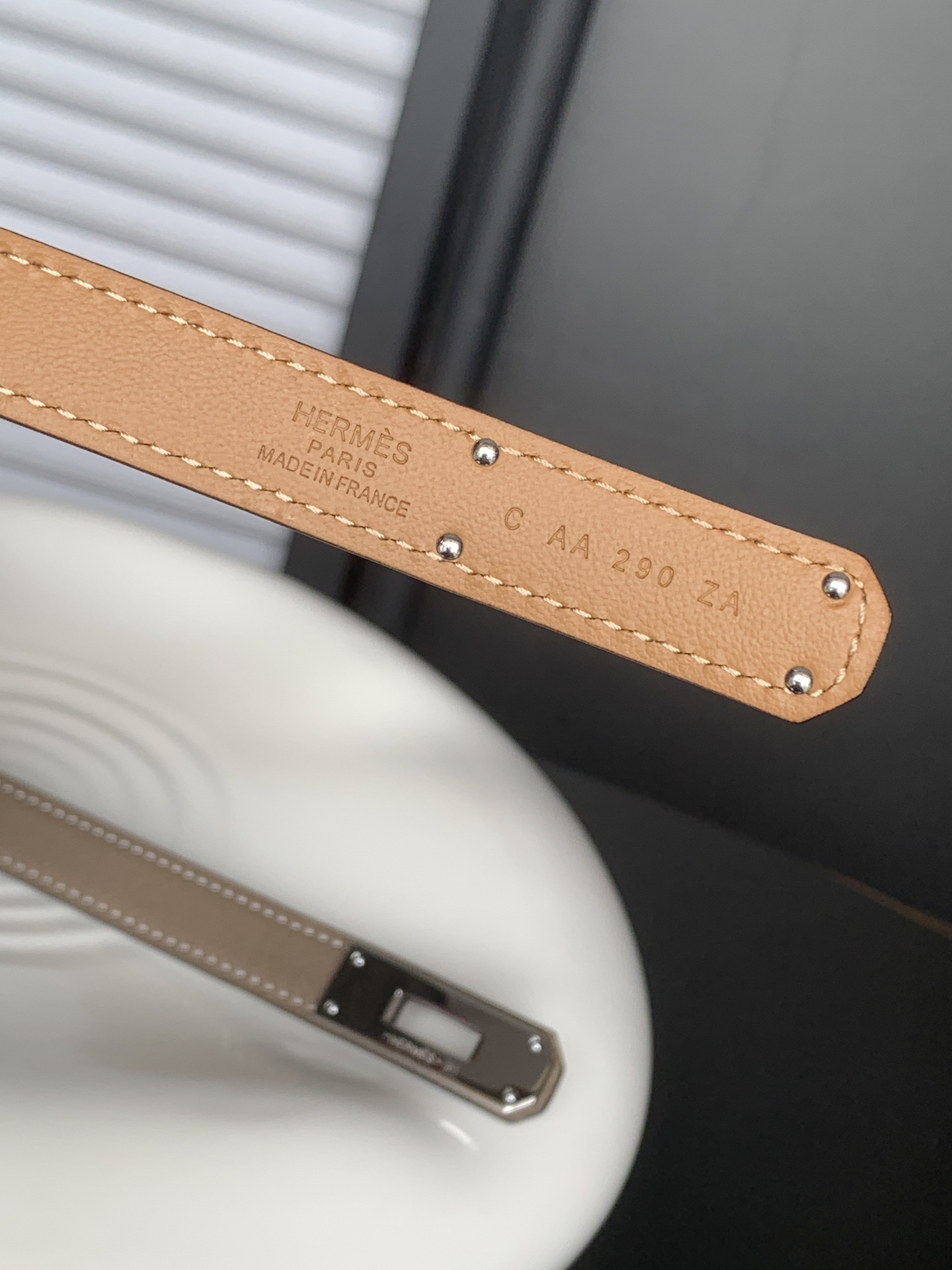 Hermes Kelly Belt in Etoupe Epsom Leather with Palladium Hardware