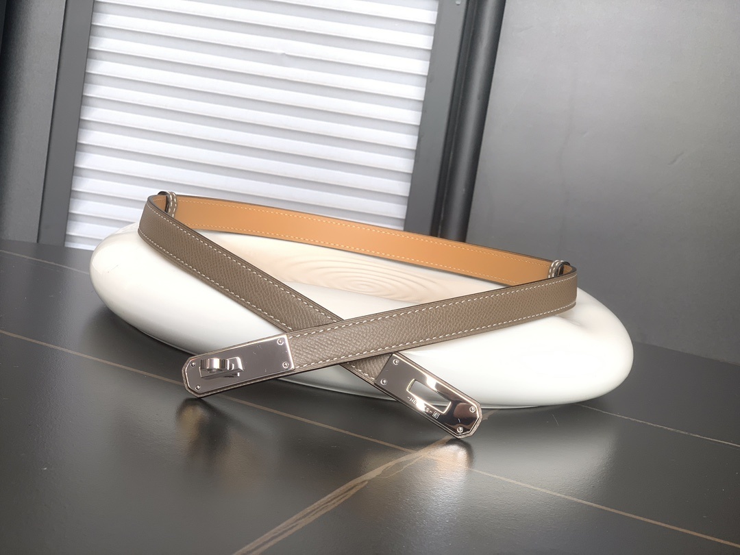 Hermes Kelly Belt in Etoupe Epsom Leather with Palladium Hardware