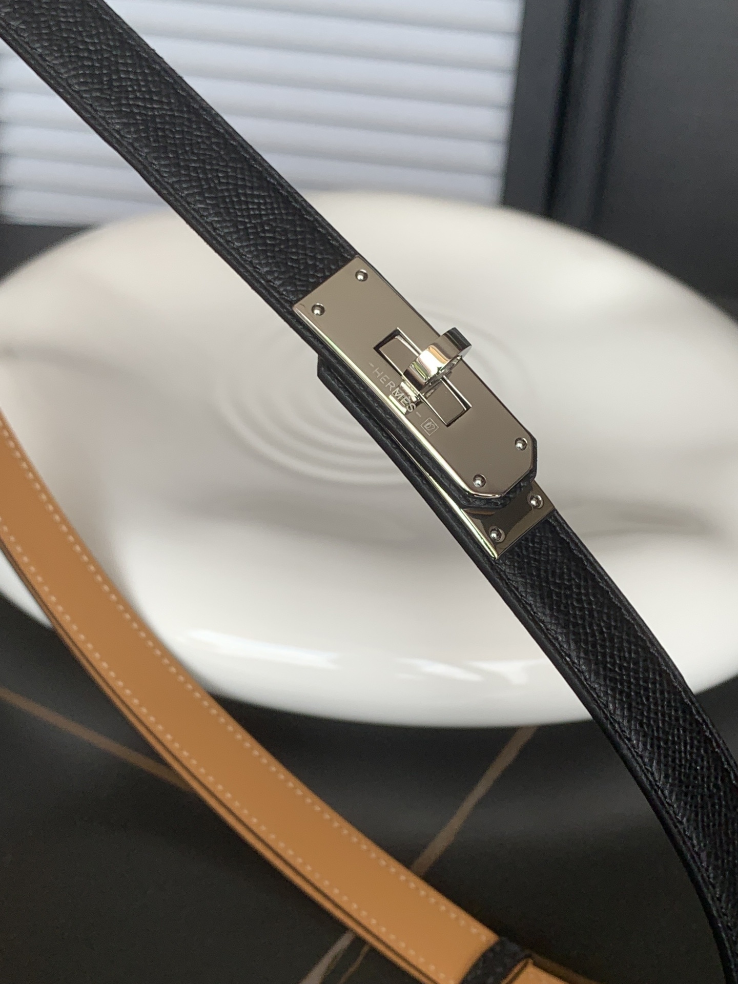 Hermes Kelly 18 Belt in Black Epsom Leather with Silver Hardware