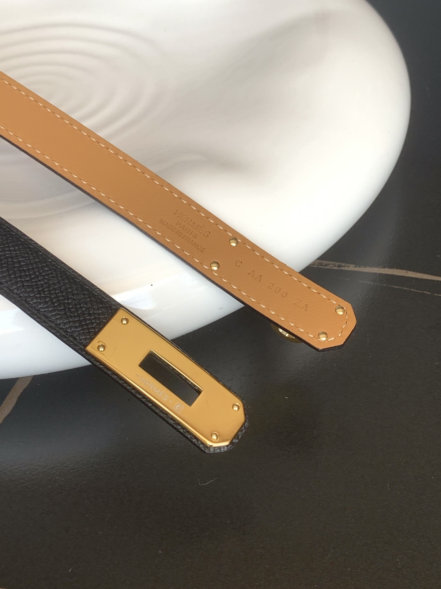 Hermes Kelly Belt Black Epsom Leather with Gold Hardware