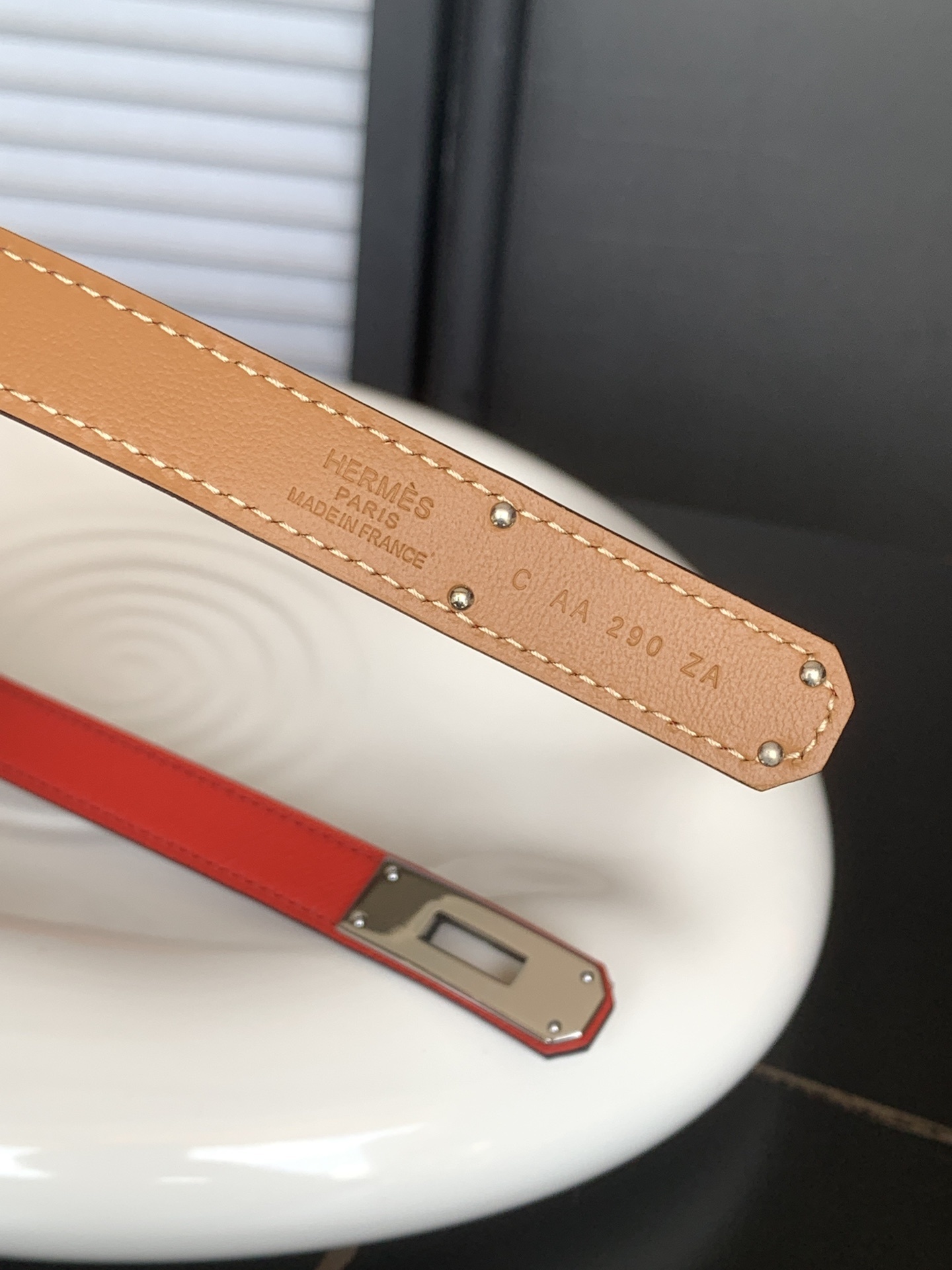 Hermès Kelly Belt Red Epsom Leather with Palladium-Plated Hardware