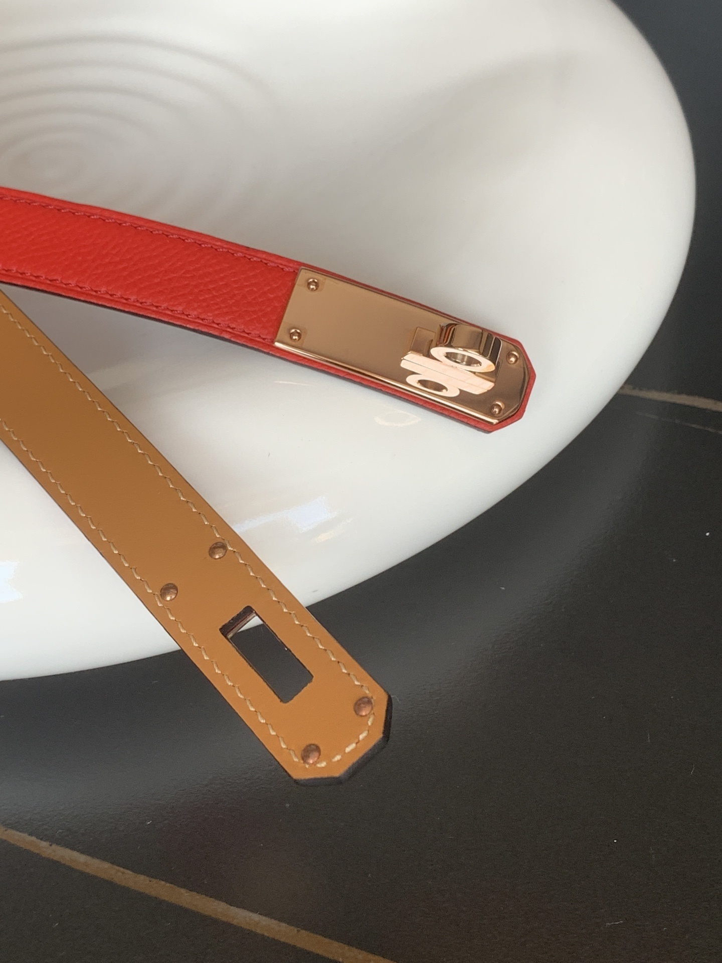 Luxury Hermes Kelly Belt Red Epsom Leather Gold Buckle