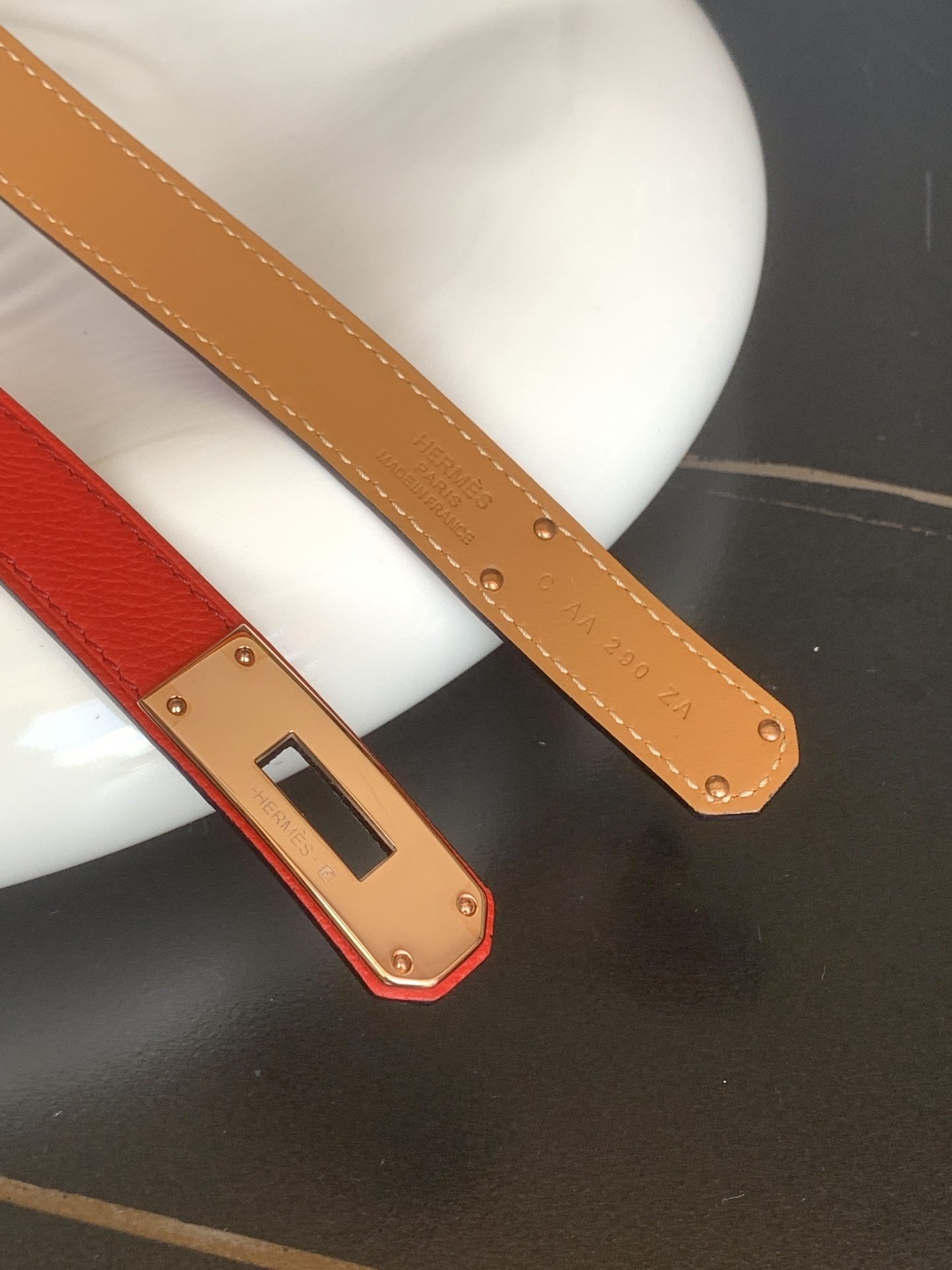 Luxury Hermes Kelly Belt Red Epsom Leather Gold Buckle