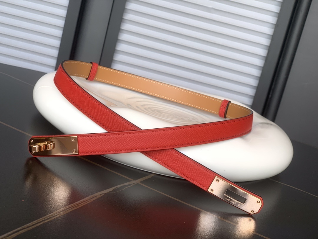 Luxury Hermes Kelly Belt Red Epsom Leather Gold Buckle