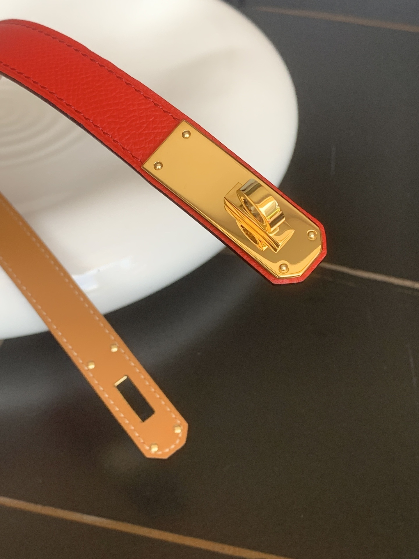 Hermes Kelly 18 Belt Red Epsom Leather - Gold-Plated Hardware