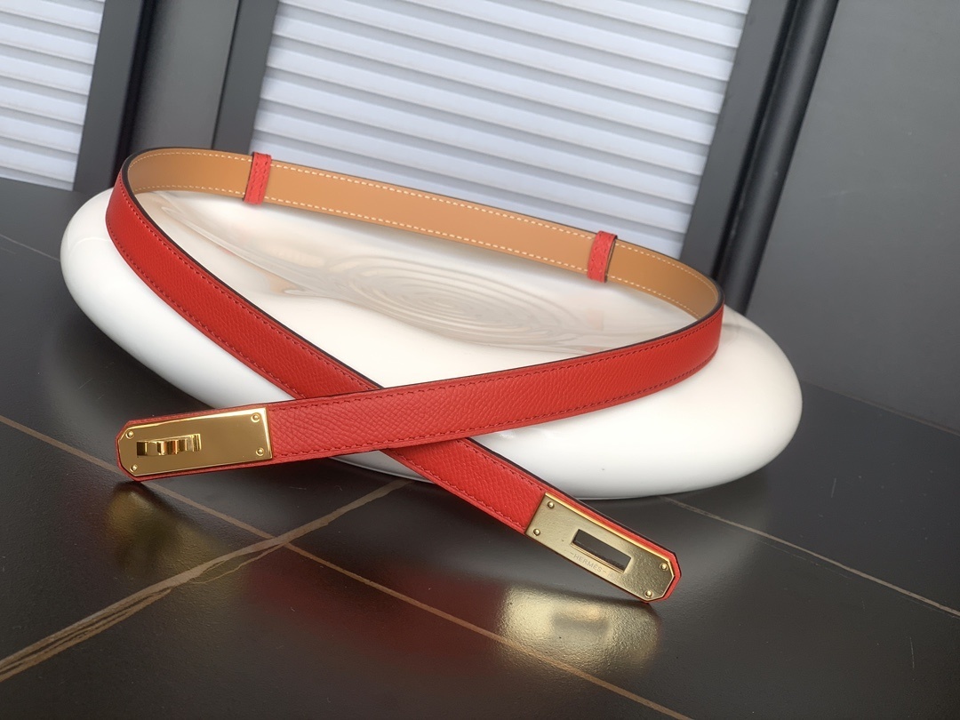 Hermes Kelly 18 Belt Red Epsom Leather – Gold-Plated Hardware