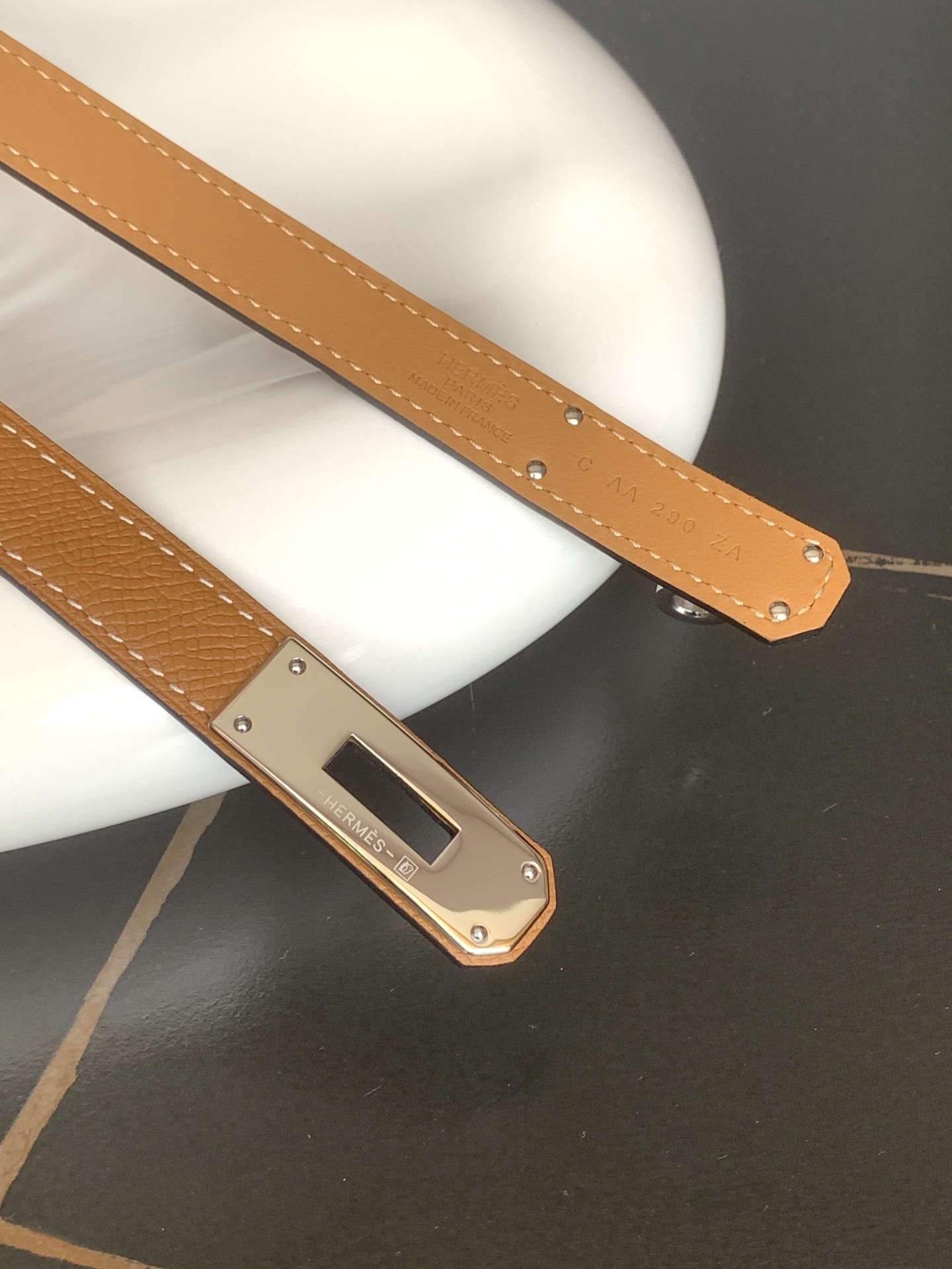 Luxury Women's Kelly Style Leather Belt - Adjustable Gold Brown