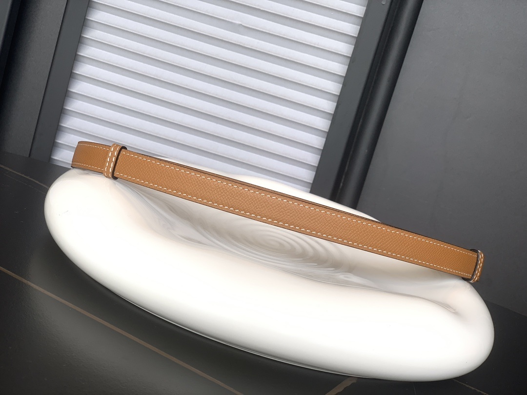 Luxury Women's Kelly Style Leather Belt - Adjustable Gold Brown