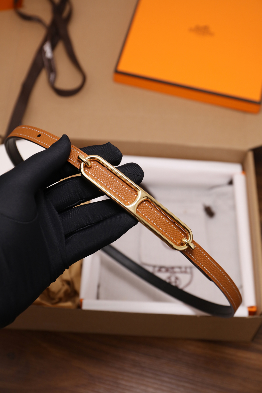 Hermès Roulis Double Tour Bracelet Gold Epsom Leather Gold Hardware