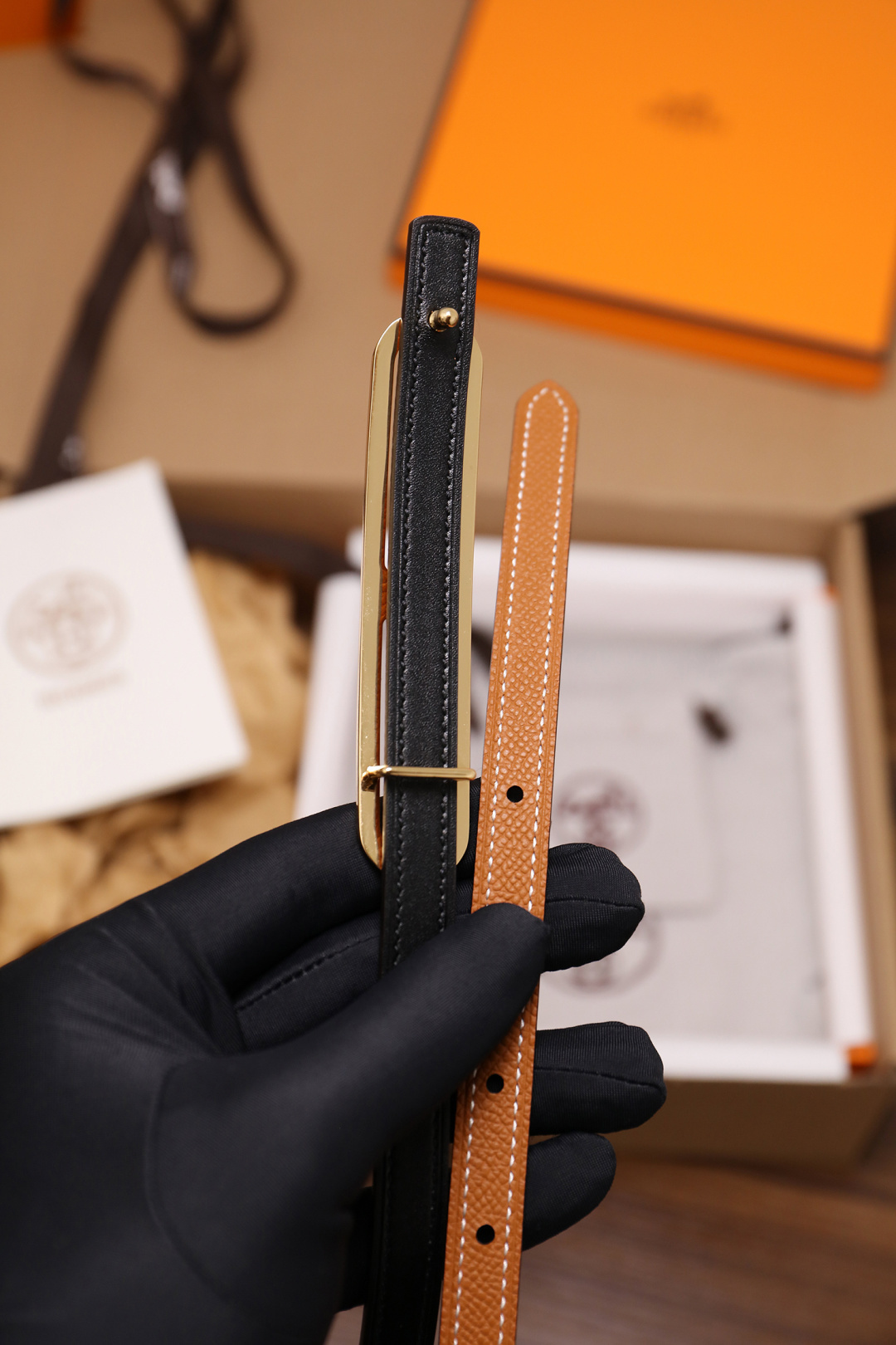 Hermès Roulis Double Tour Bracelet Gold Epsom Leather Gold Hardware