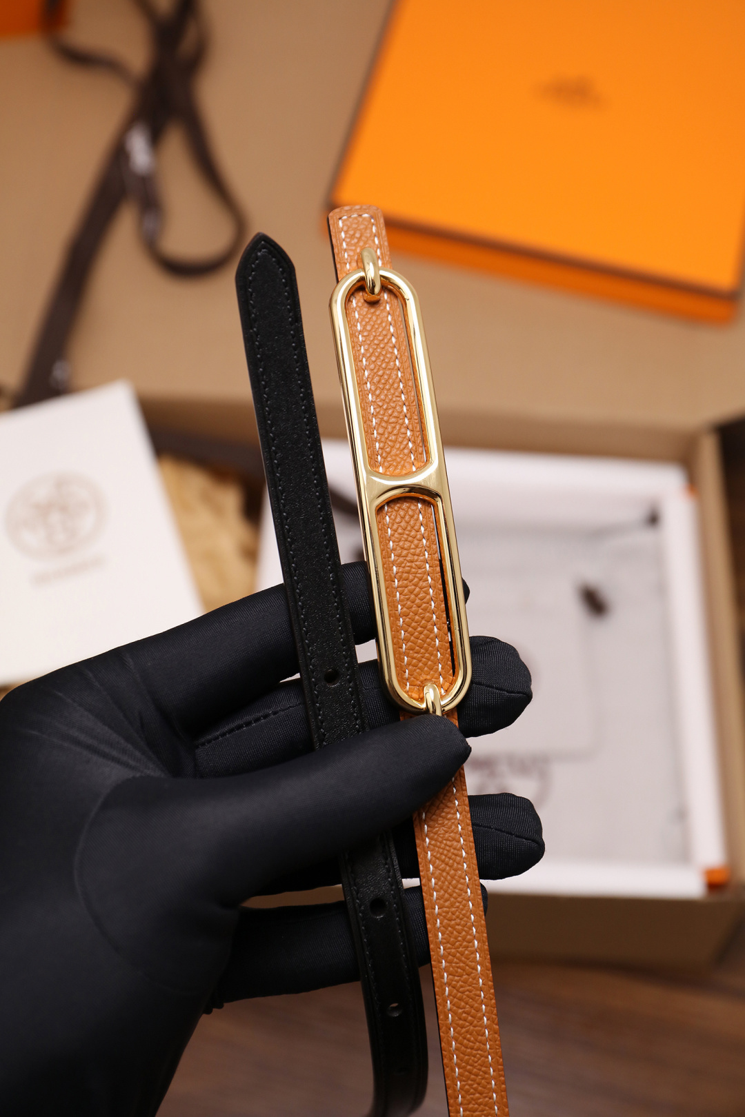 Hermès Roulis Double Tour Bracelet Gold Epsom Leather Gold Hardware