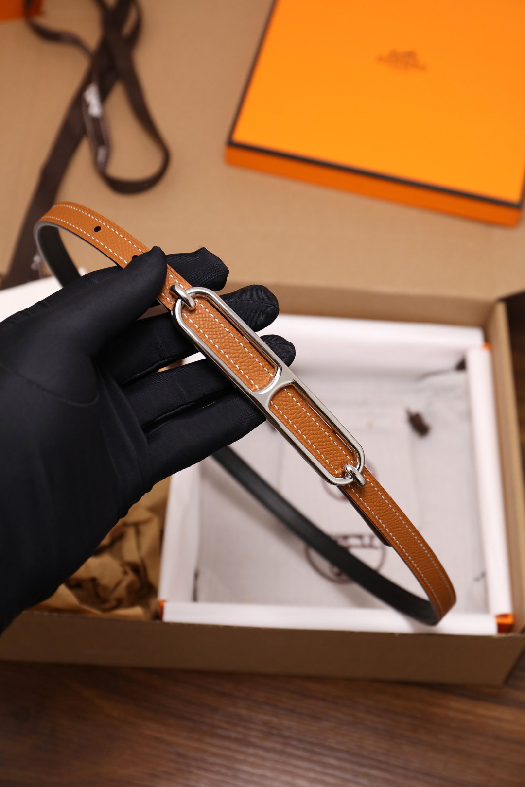 Premium Roulis Style Leather Double Tour Bracelet - Tan & Silver