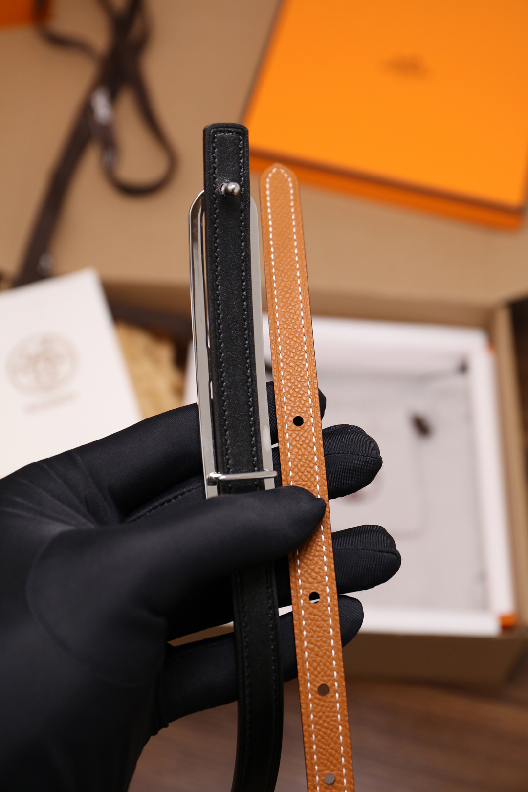 Premium Roulis Style Leather Double Tour Bracelet - Tan & Silver