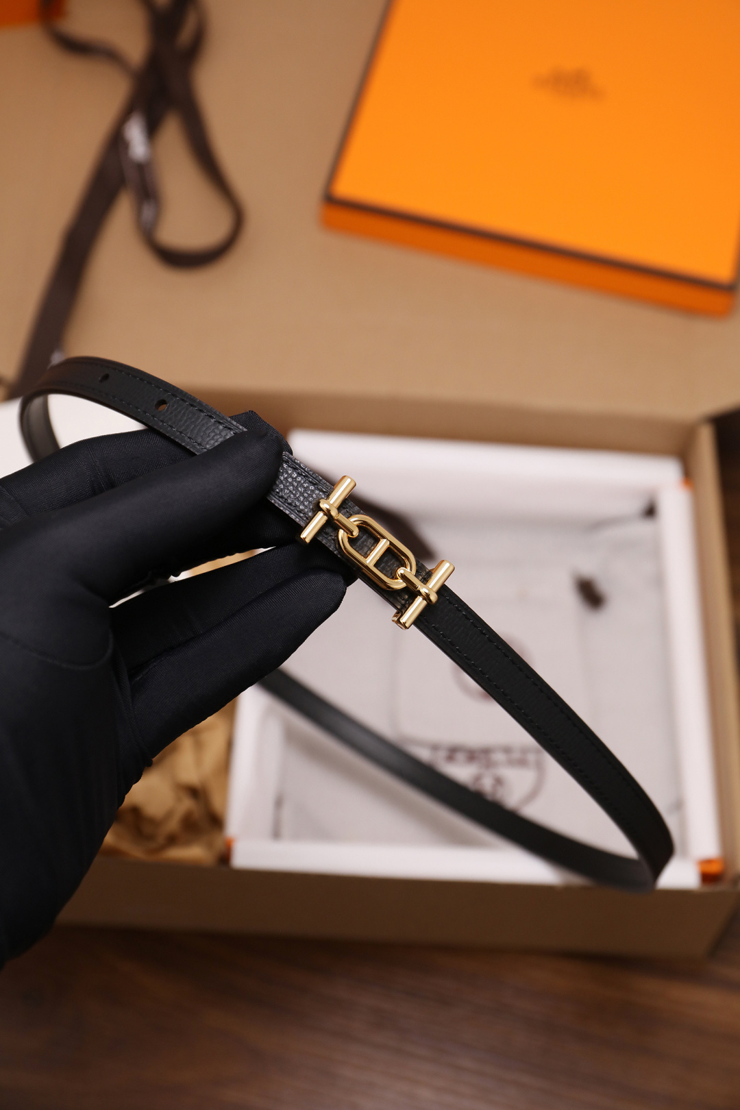 Luxury Black Leather Double Tour Bracelet with Gold Hardware