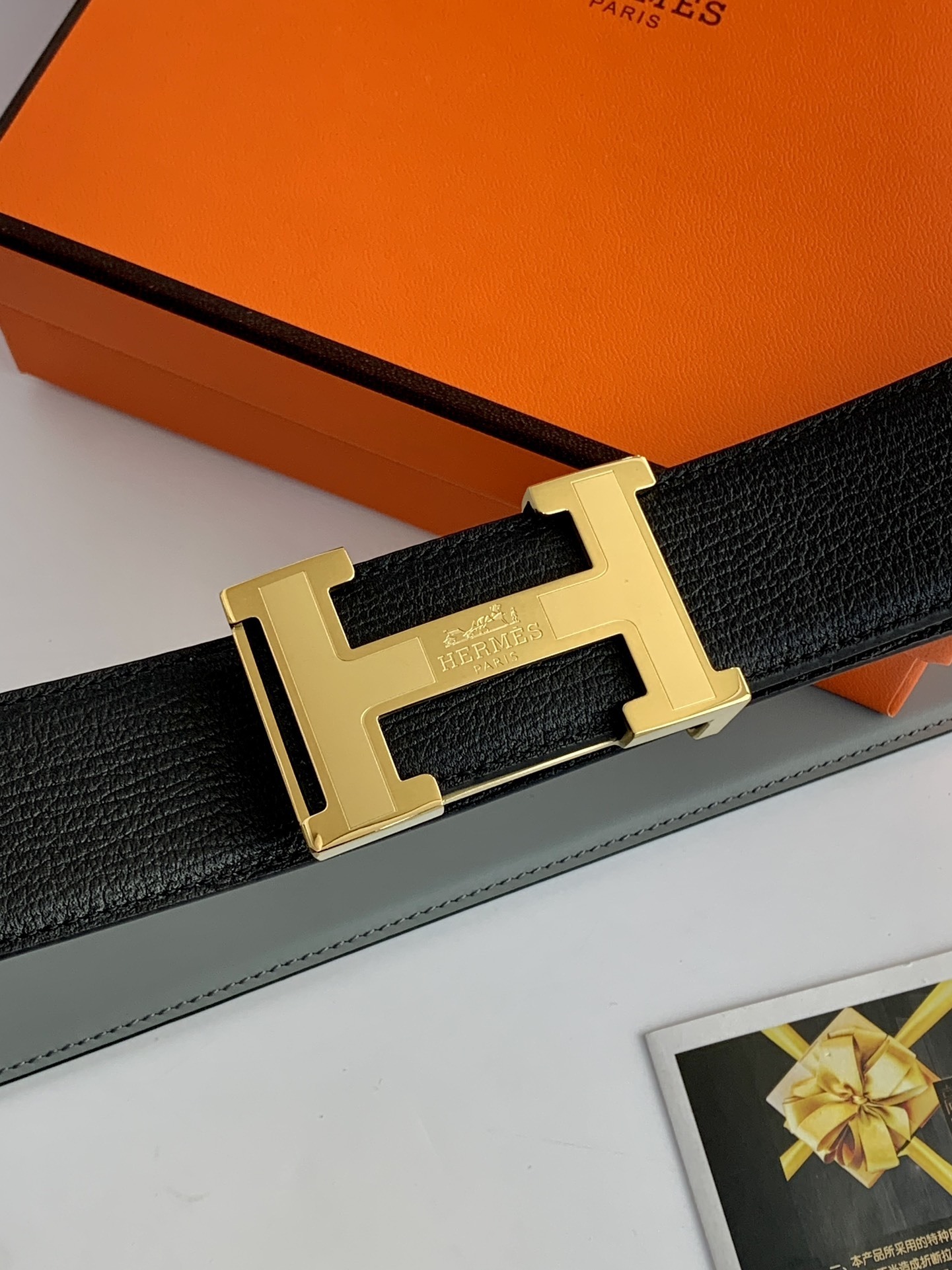 Hermes Reversible Leather Belt with Gold H Buckle - Luxury Edition
