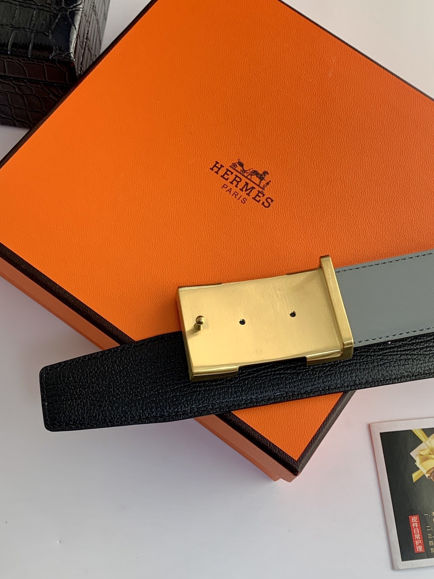 Hermes Reversible Leather Belt with Gold H Buckle - Luxury Edition