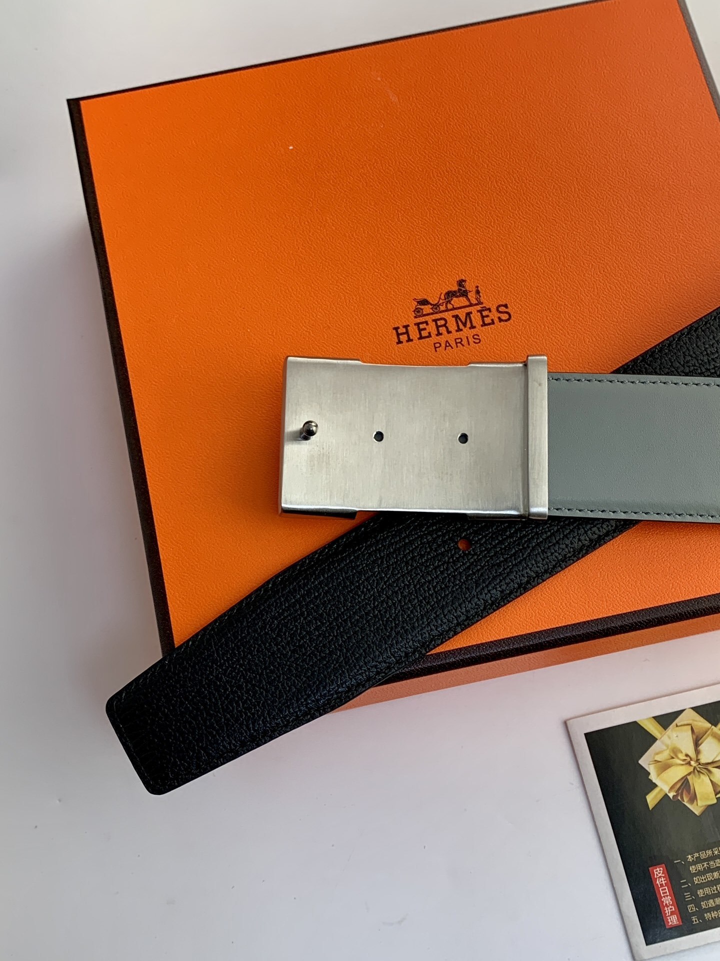 Hermès Men's Reversible Leather Belt with Silver H Buckle