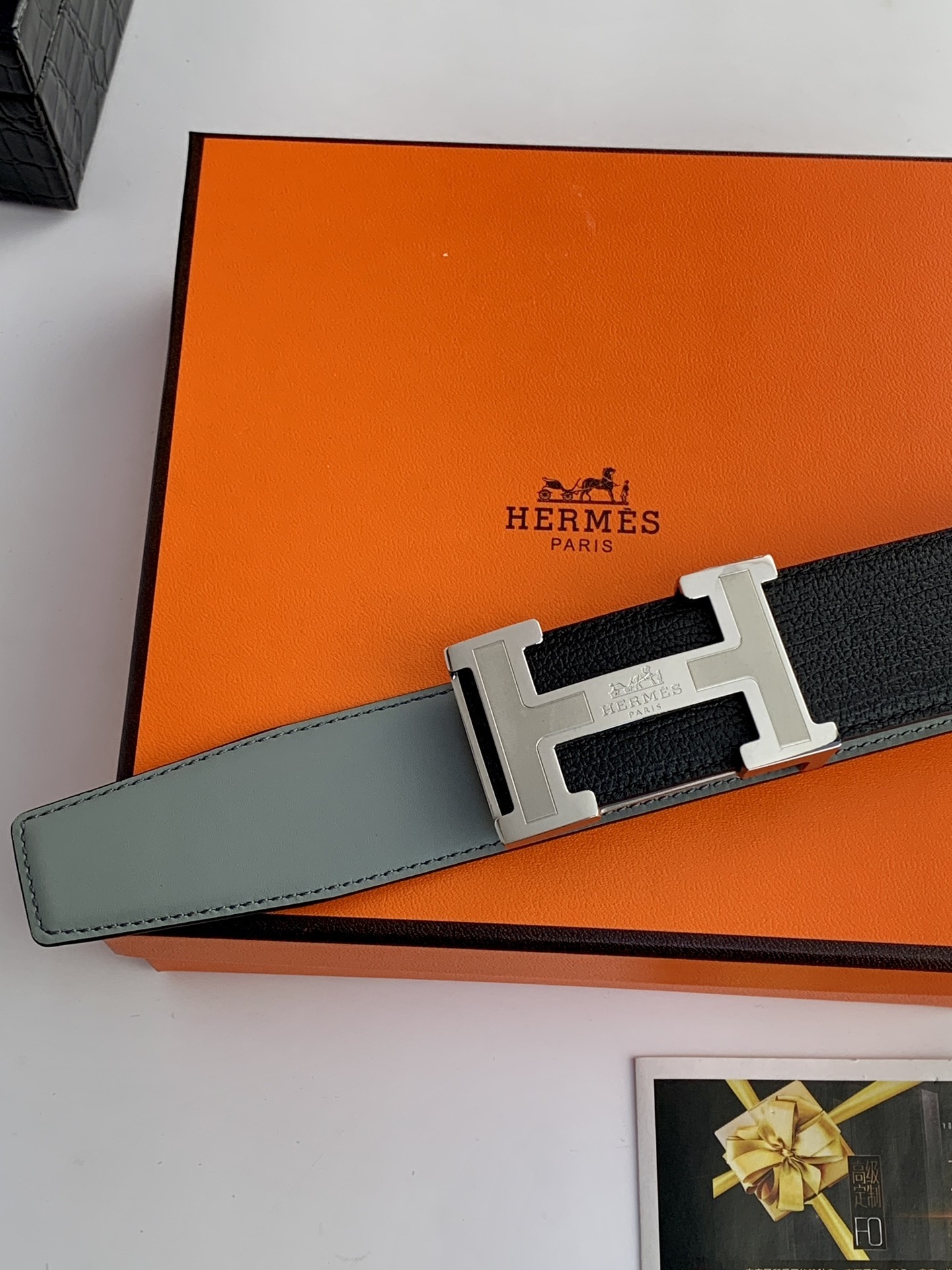 Hermès Men’s Reversible Leather Belt with Silver H Buckle