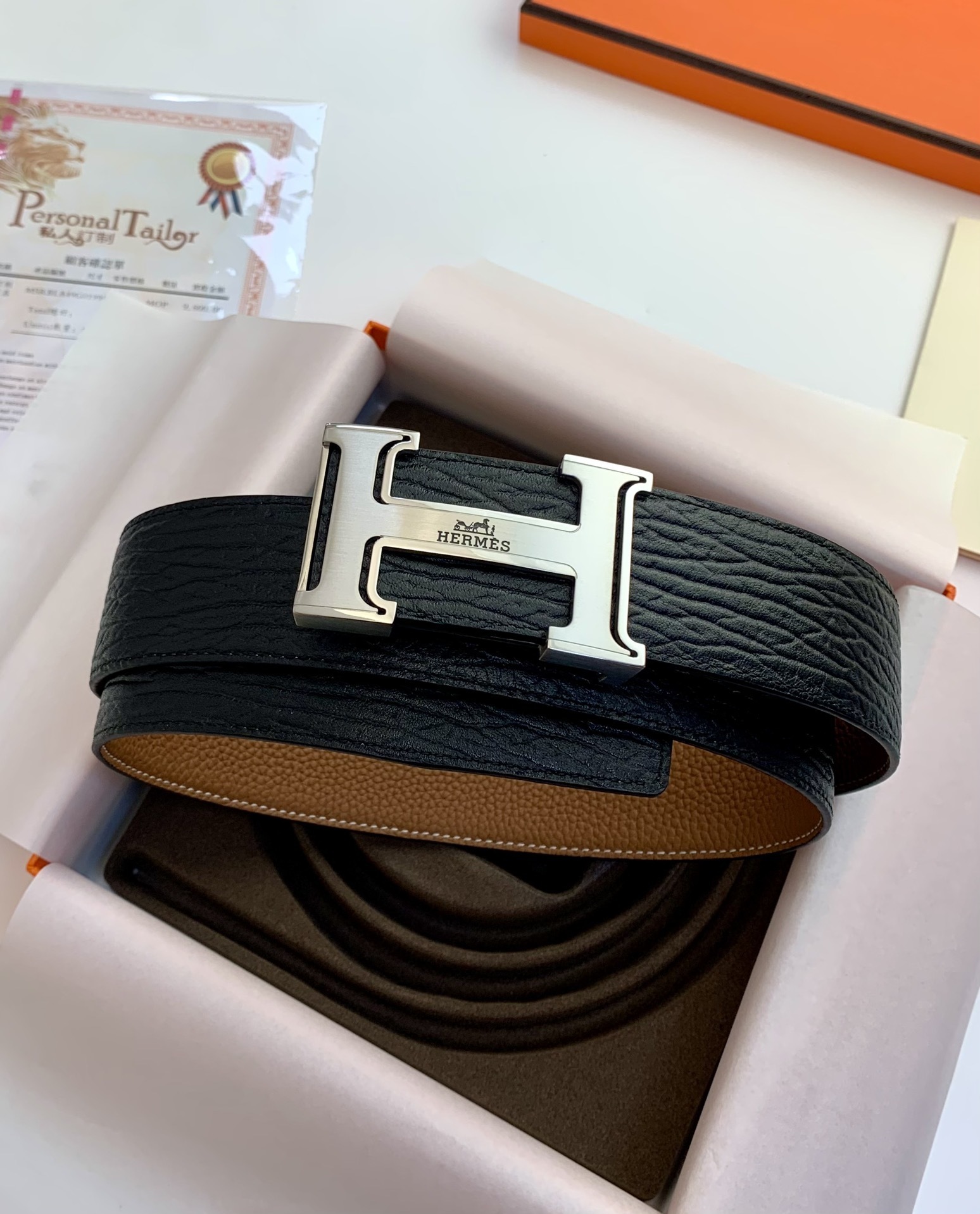 Hermès Men's Reversible Leather Belt with Signature H Buckle