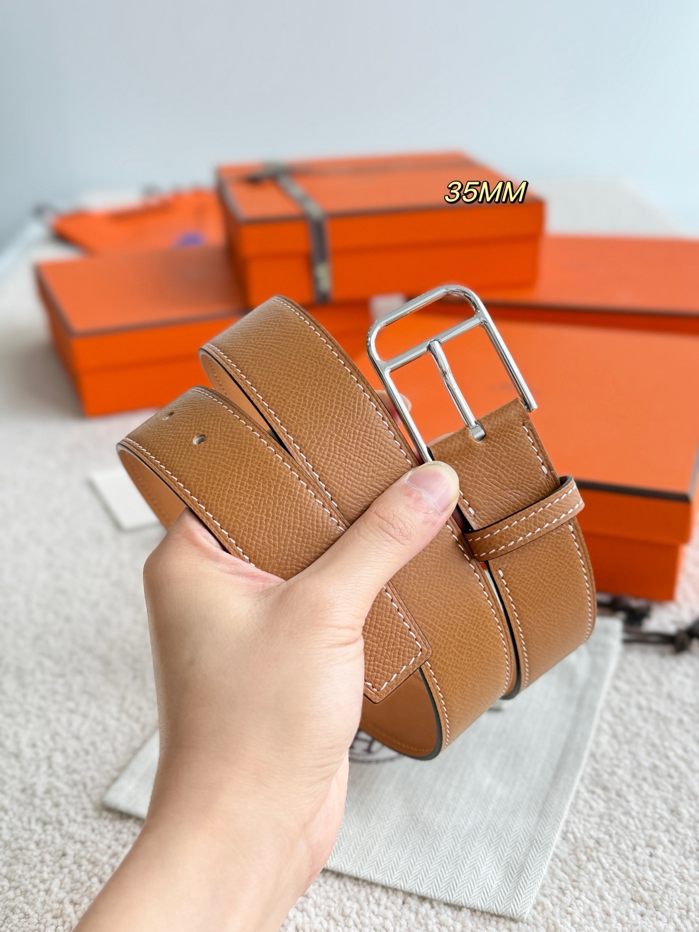 Hermès Romain Reversible 35mm Leather Belt - Luxury Accessory
