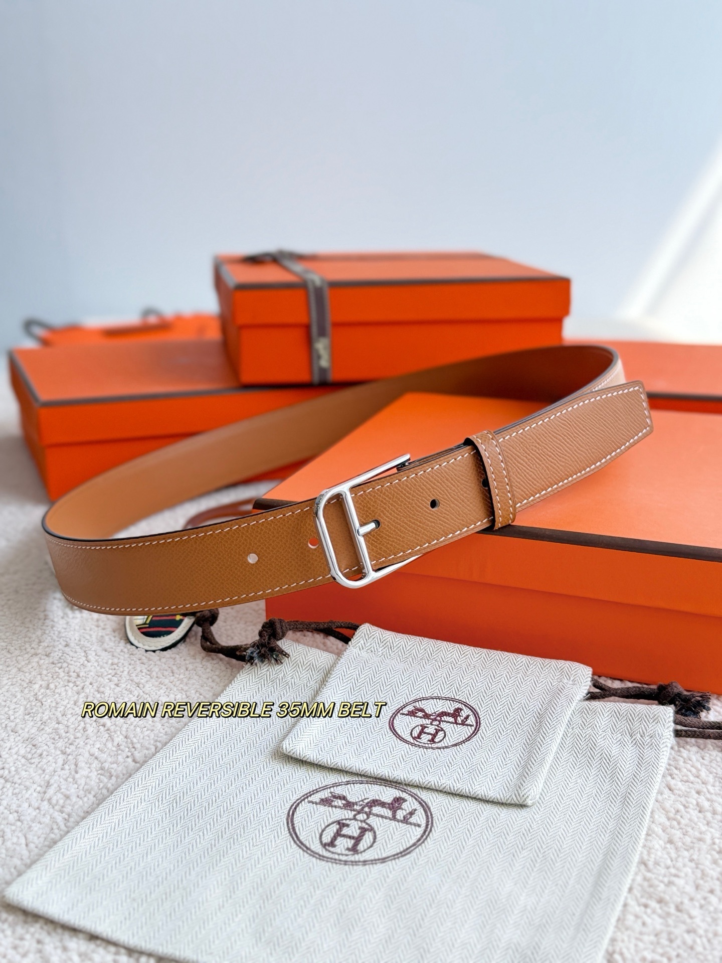 Hermès Romain Reversible 35mm Leather Belt - Luxury Accessory