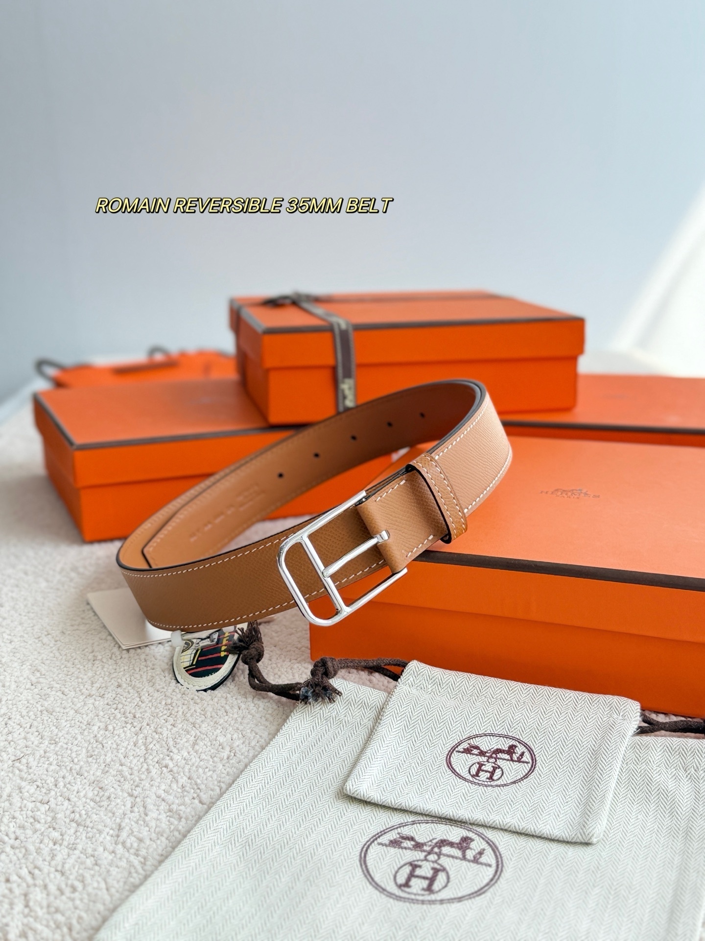 Hermès Romain Reversible 35mm Leather Belt – Luxury Accessory