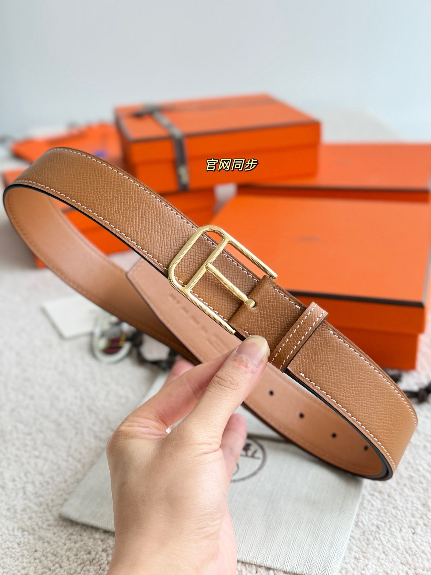 Hermès Romain Reversible 35mm Leather Belt with Gold Buckle