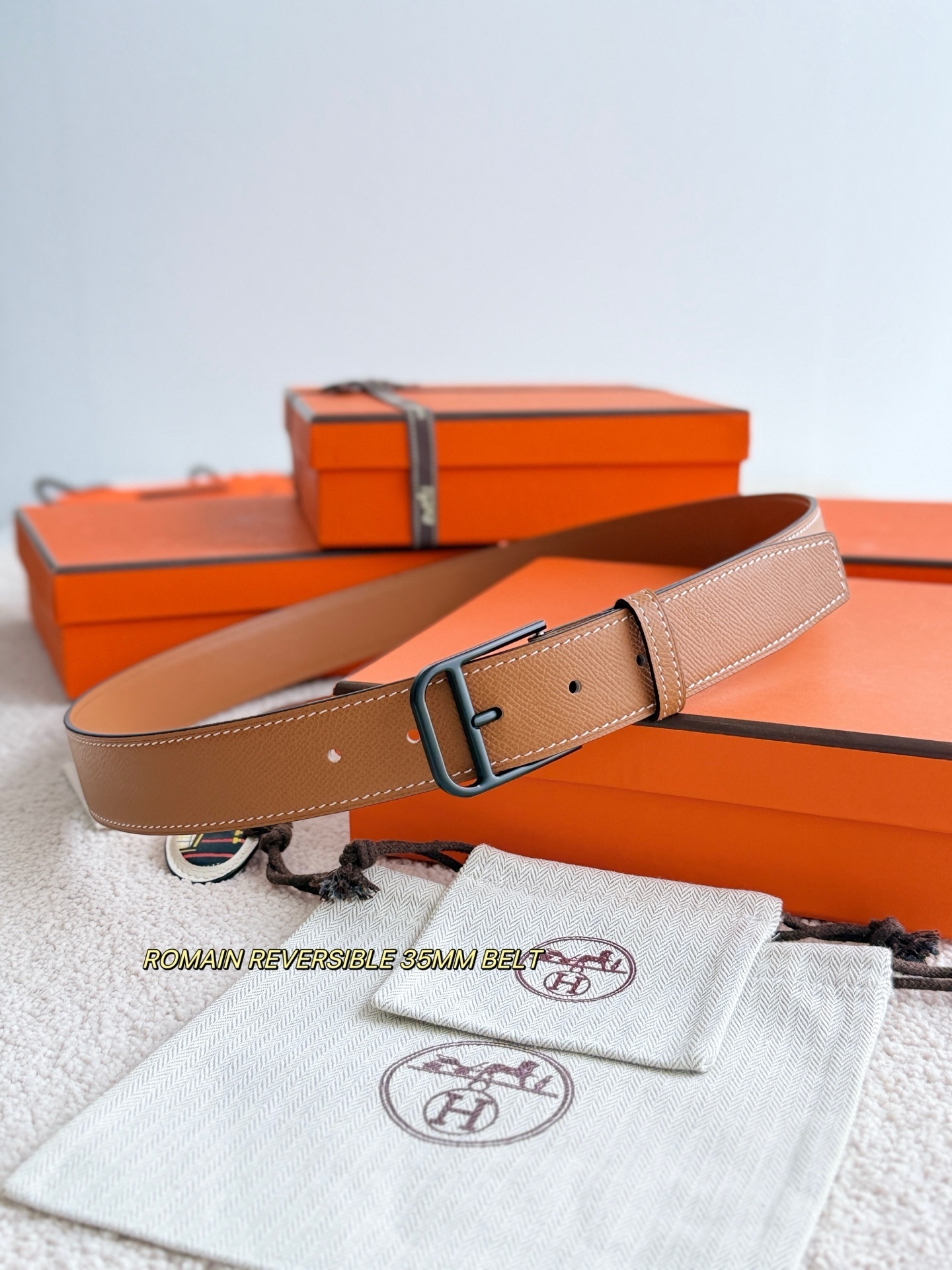 Hermes Romain Reversible 35mm Leather Belt - Luxury Men's Accessory