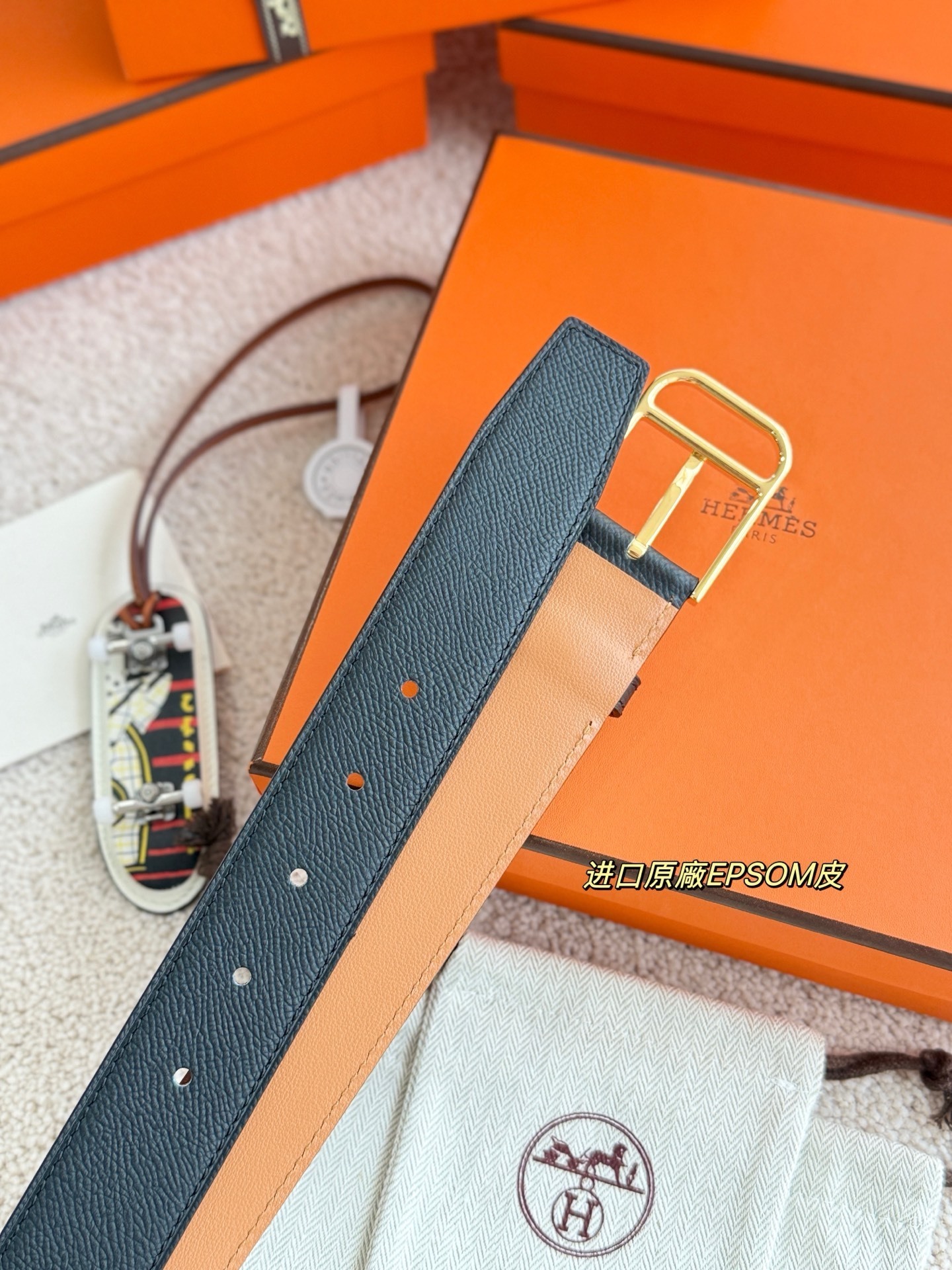 Premium Romain Reversible 35mm Leather Belt with Gold Buckle