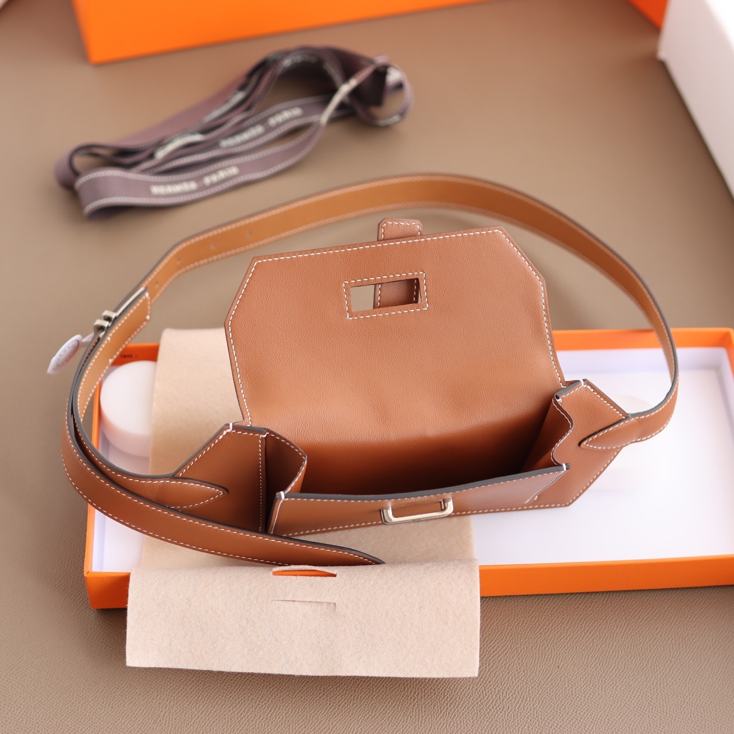 Hermès Kelly Pocket Belt Bag in Gold Leather with Silver Hardware