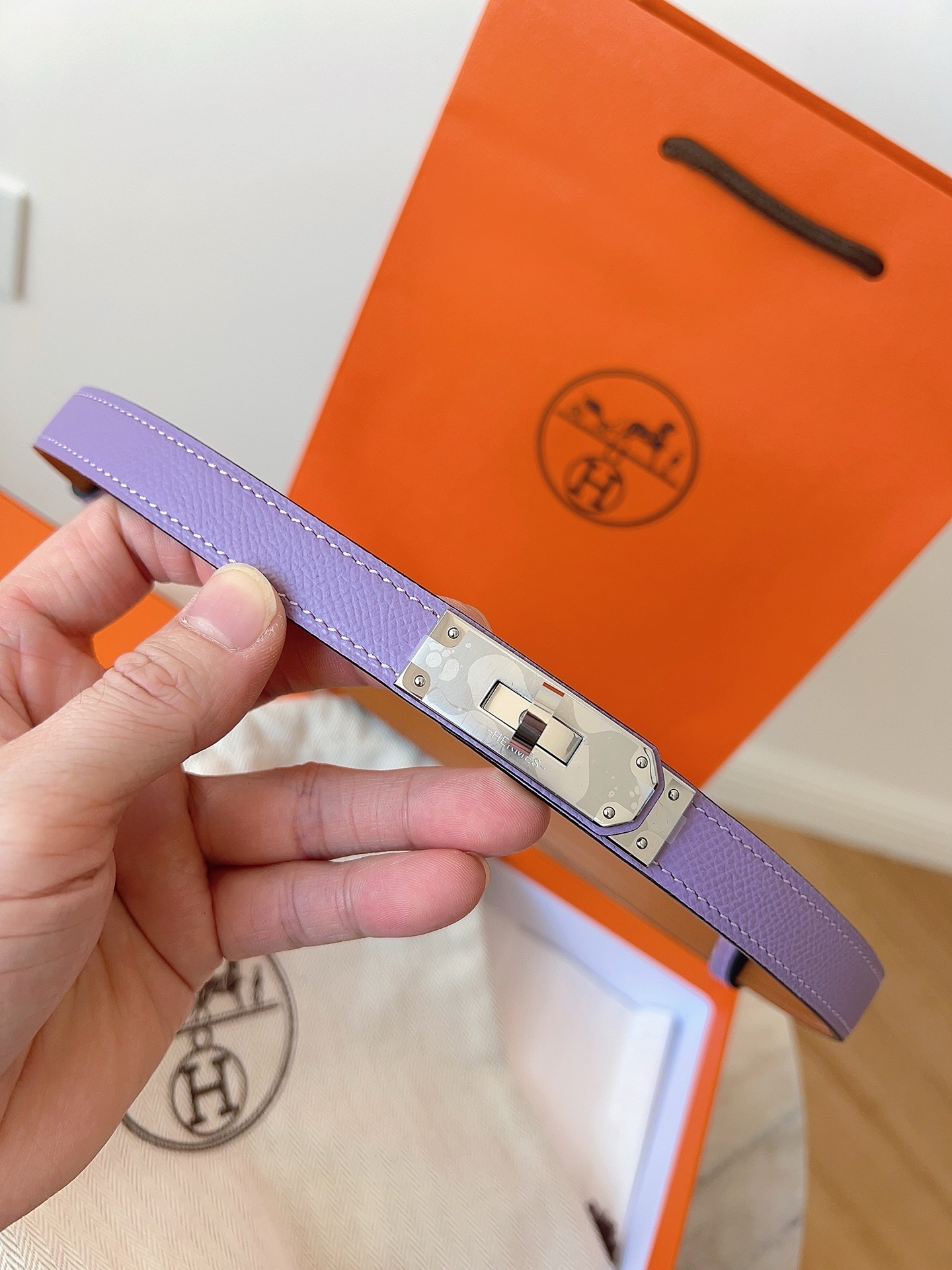 Hermès Kelly Double Tour Bracelet - Lavender Leather Gold Hardware