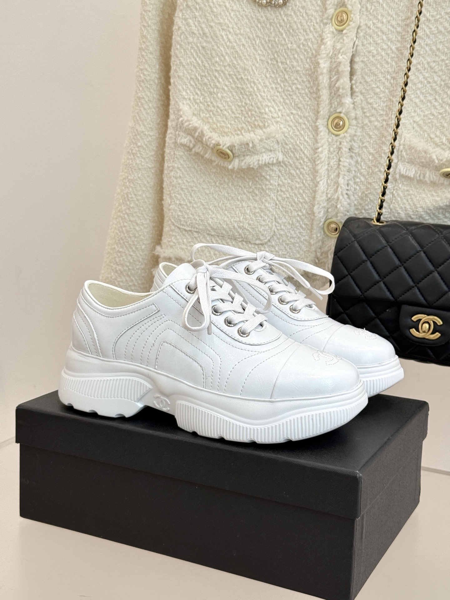 Premium White Leather Platform Sneakers – Luxury Designer Style