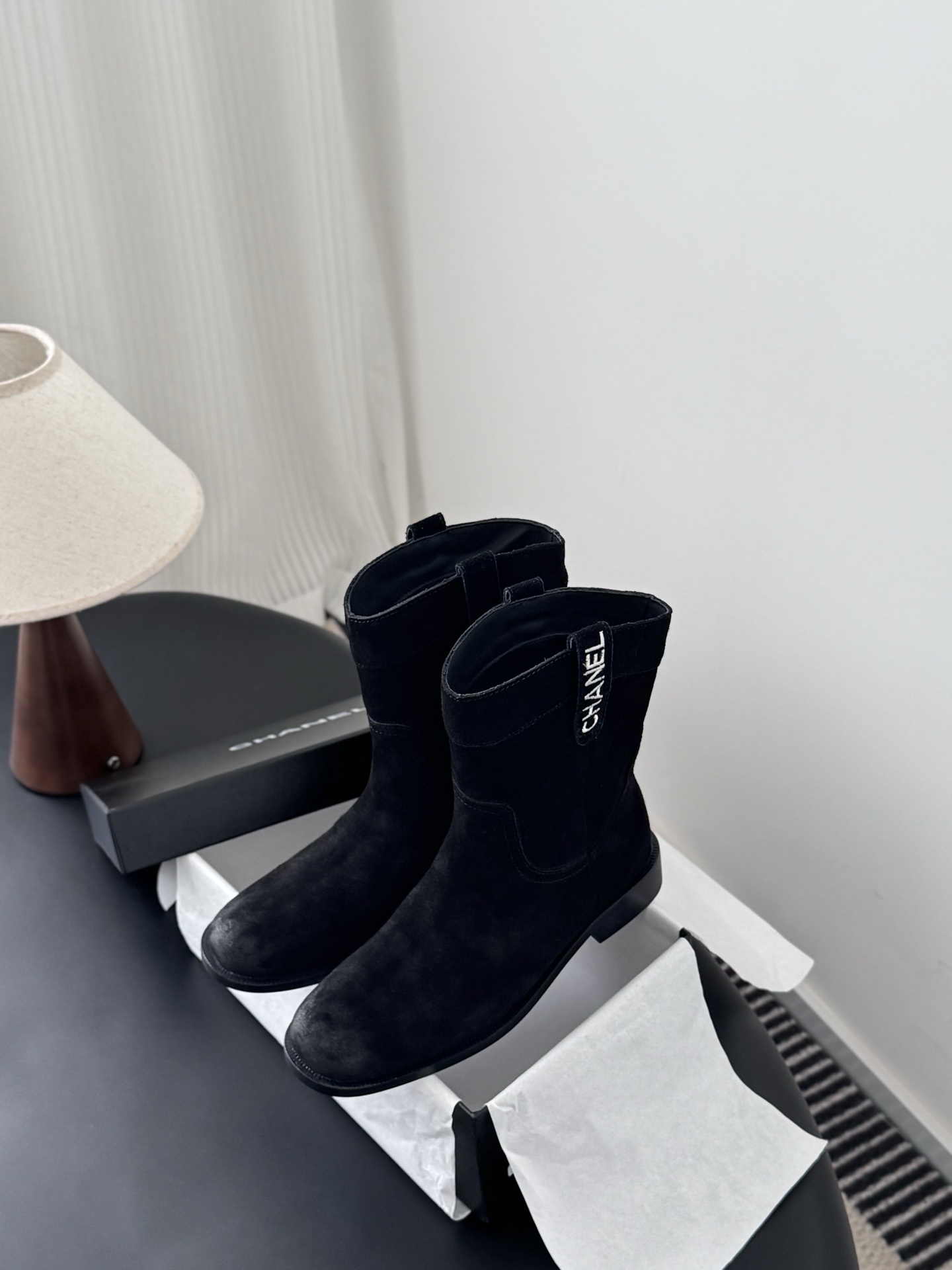 Luxury Chanel Black Suede Mid-Calf Boots - Chic Designer Footwear