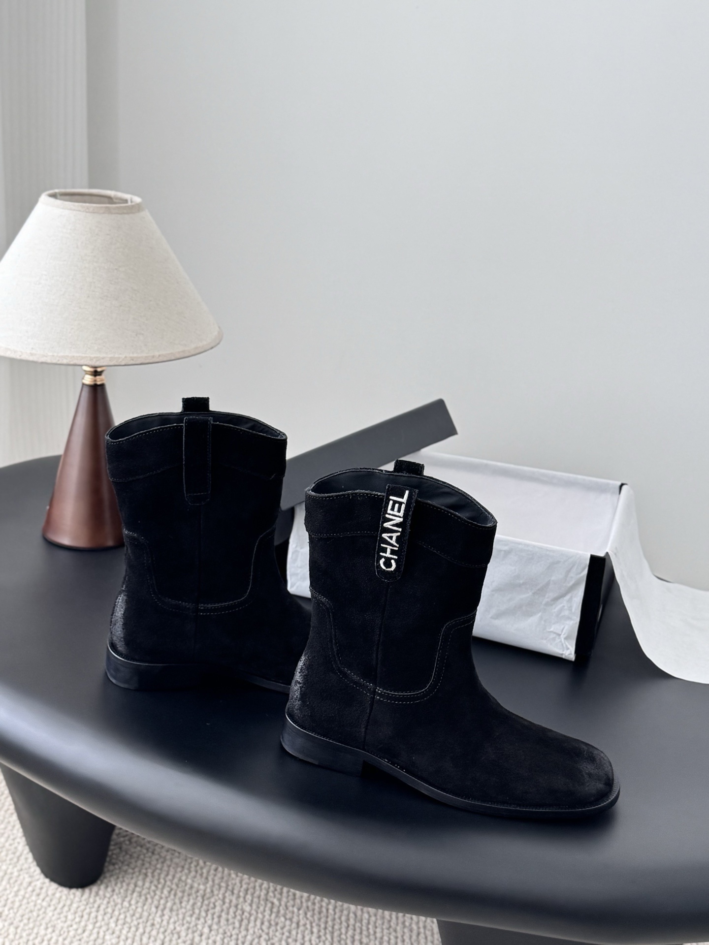 Luxury Chanel Black Suede Mid-Calf Boots - Chic Designer Footwear