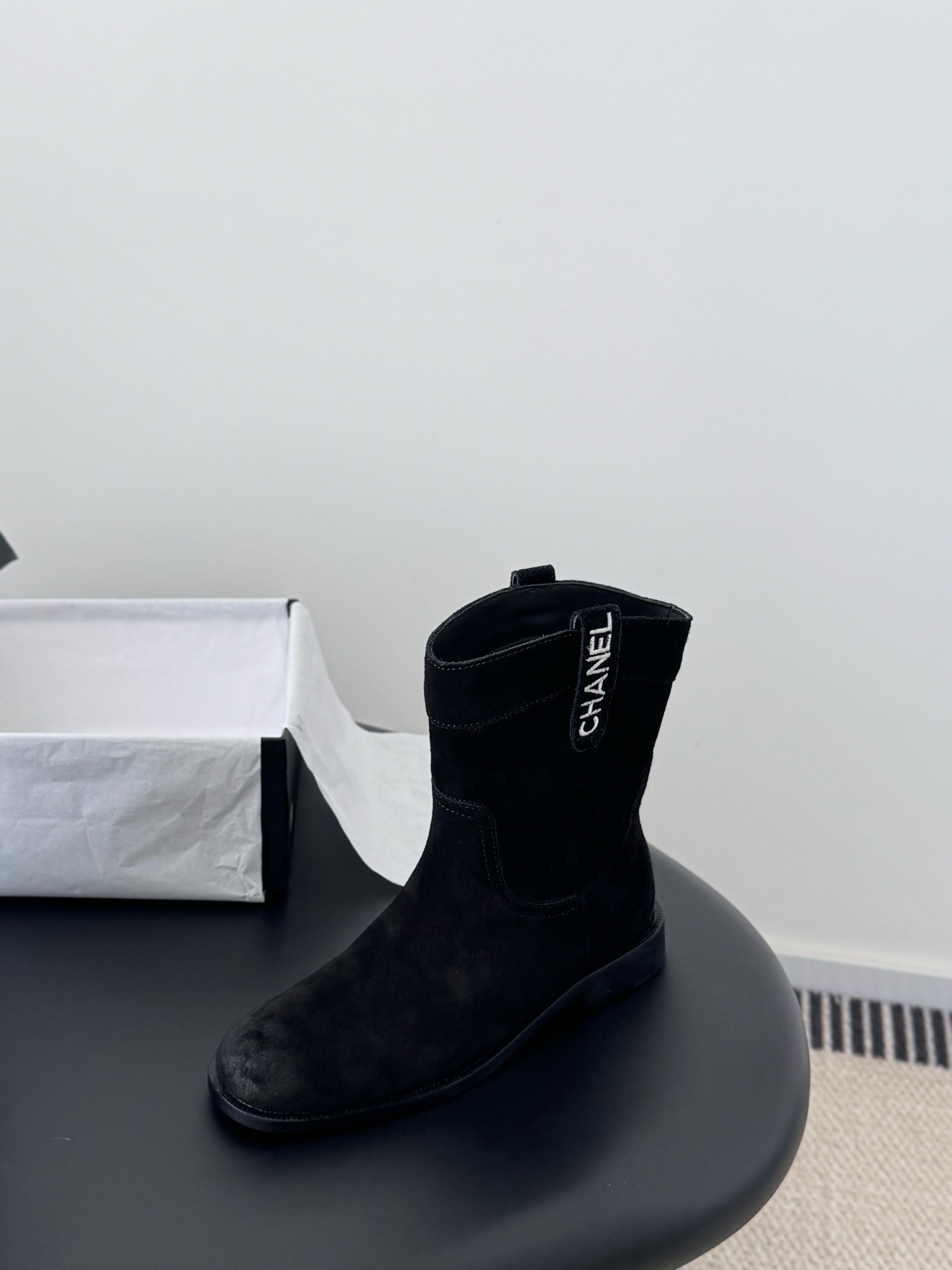 Luxury Chanel Black Suede Mid-Calf Boots - Chic Designer Footwear