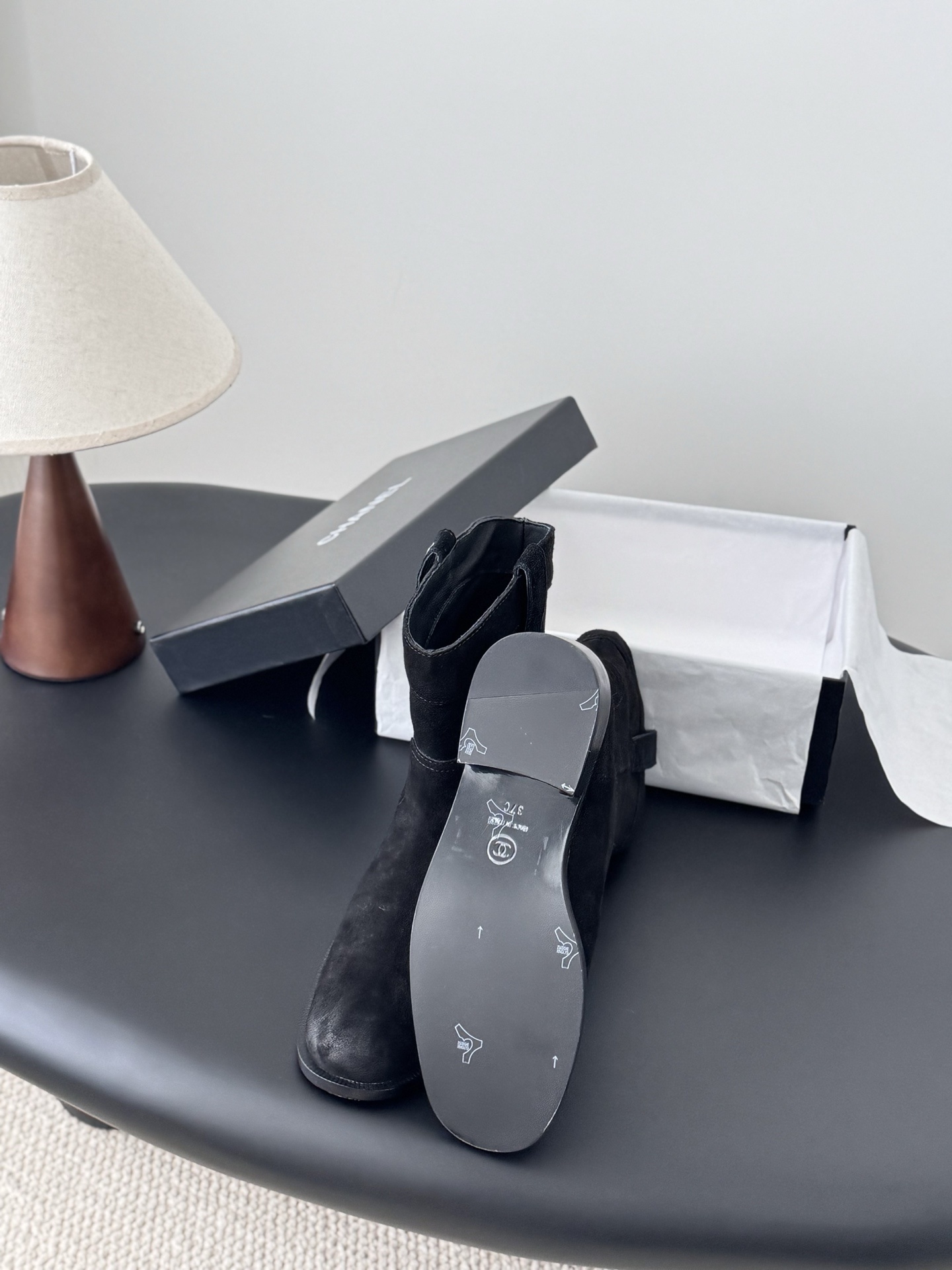 Luxury Chanel Black Suede Mid-Calf Boots - Chic Designer Footwear