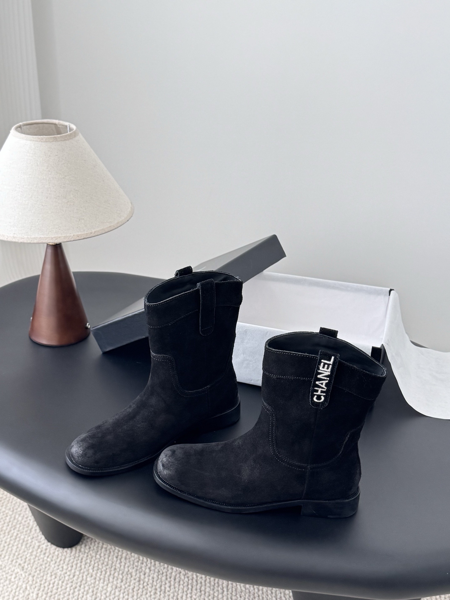 Luxury Chanel Black Suede Mid-Calf Boots - Chic Designer Footwear