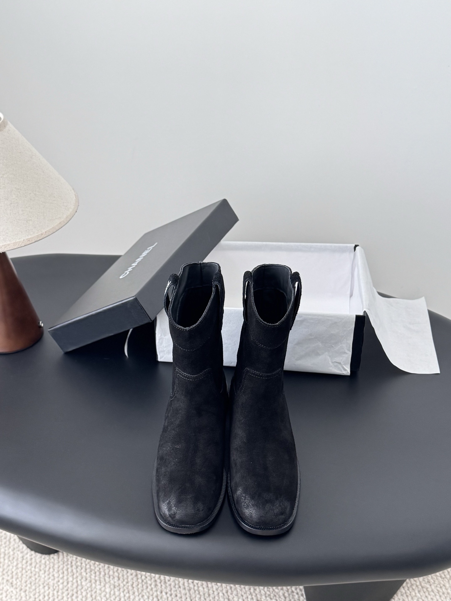 Luxury Chanel Black Suede Mid-Calf Boots – Chic Designer Footwear